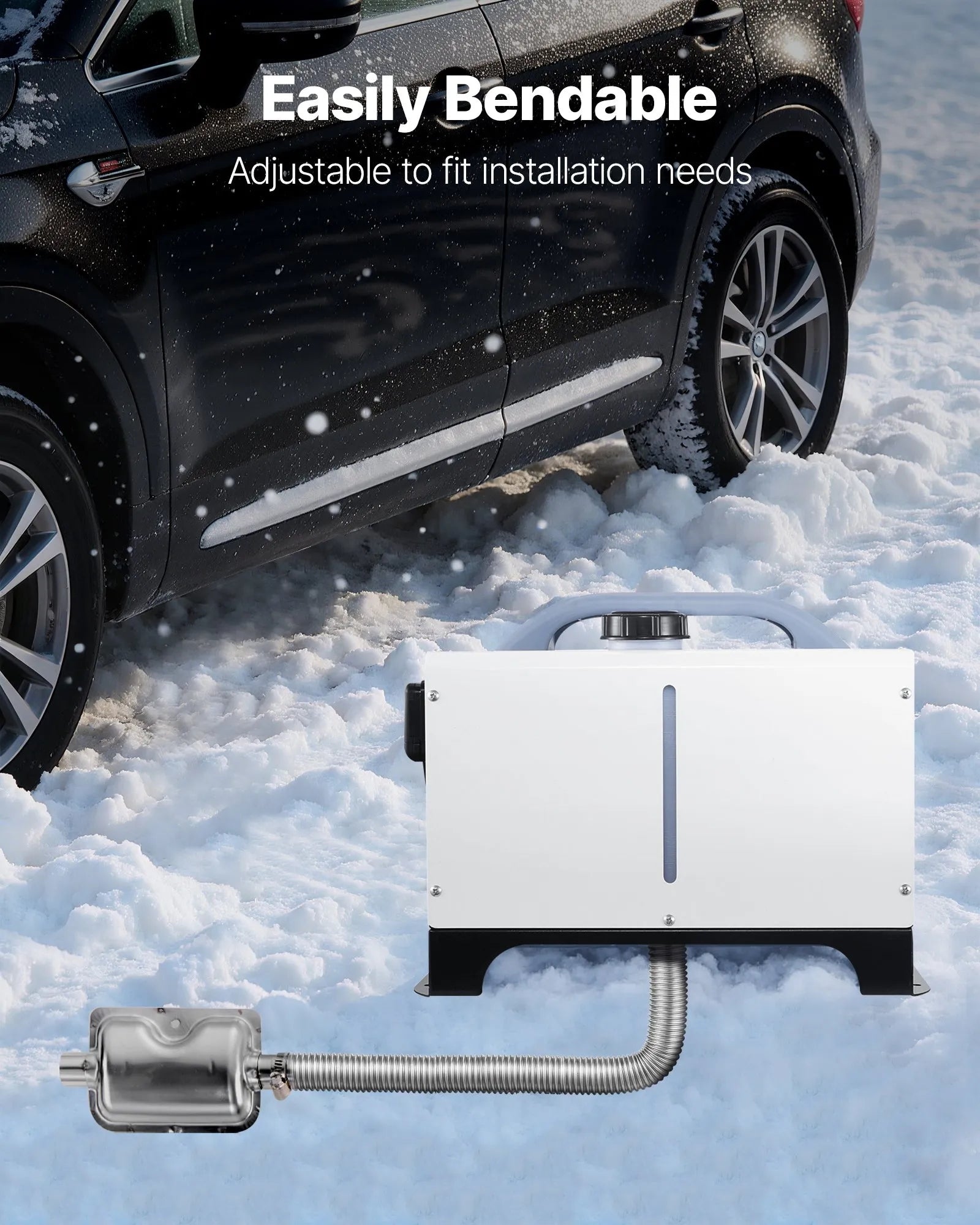 VEVOR Diesel Heater Exhaust Hose, 58.7 inch Stainless Steel Flexible Pipe with 2 Clamps for 2KW/5KW/8KW Diesel Heaters