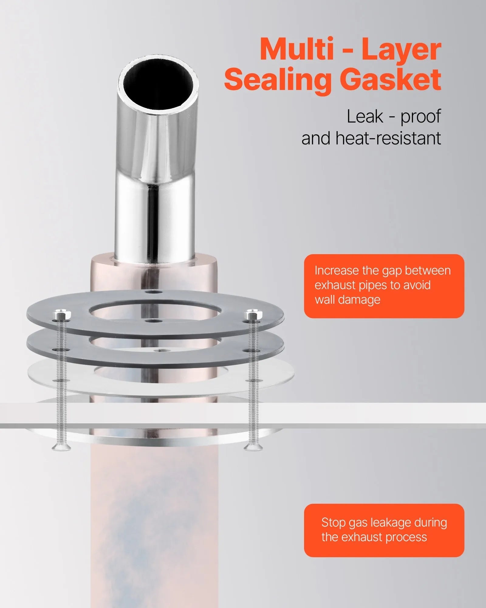 VEVOR Thru Hull Exhaust Skin Fitting – 0.94" Diesel Heater Exhaust Elbow Pipe Socket Replacement with Screws, Nuts & Gaskets, 316 Stainless Steel for 2KW, 5KW, and 8KW Diesel Heaters