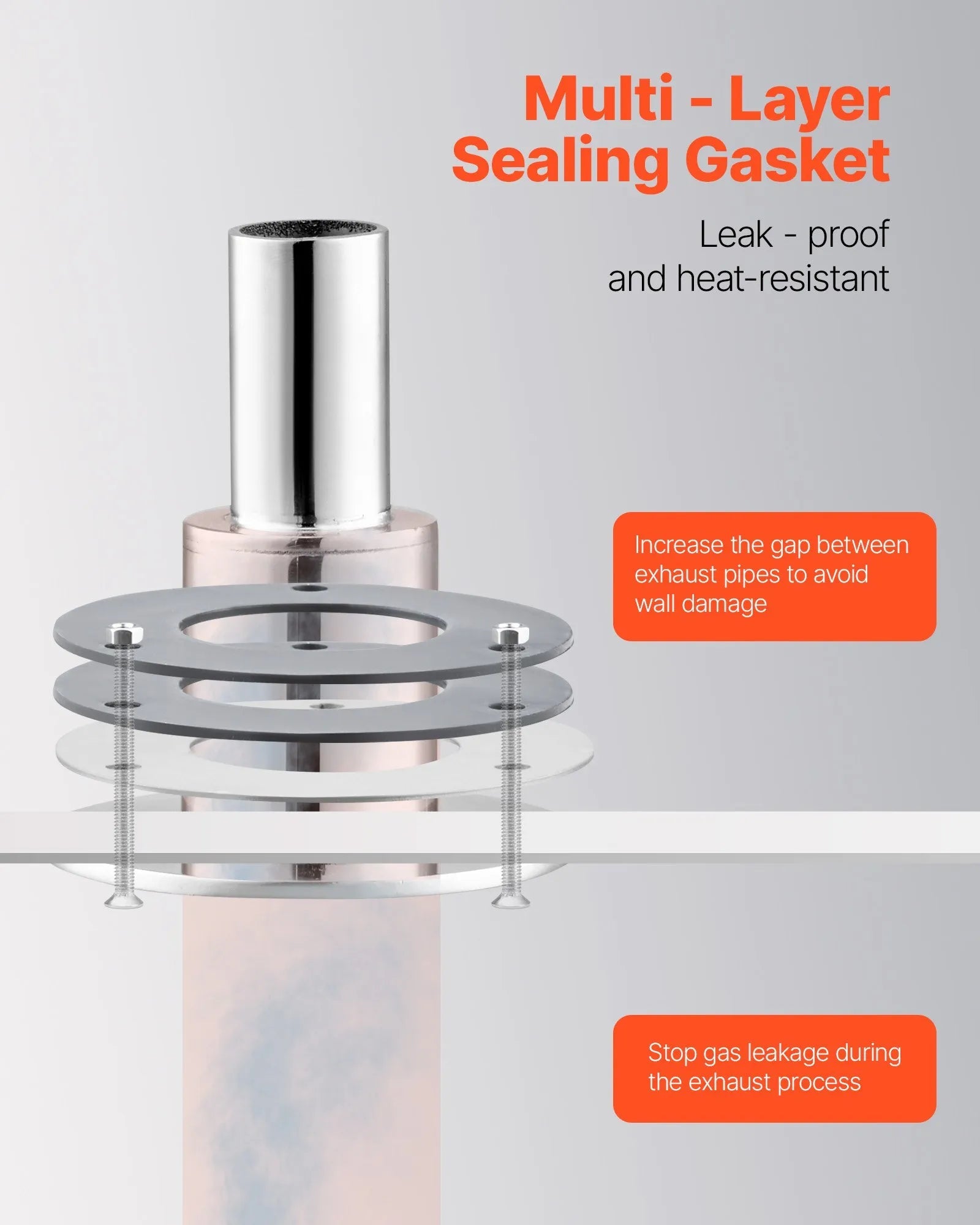 VEVOR Thru Hull Exhaust Skin Fitting – 0.94 Inch Straight Diesel Heater Exhaust Kit with Screws, Nuts & Gasket, 316 Stainless Steel