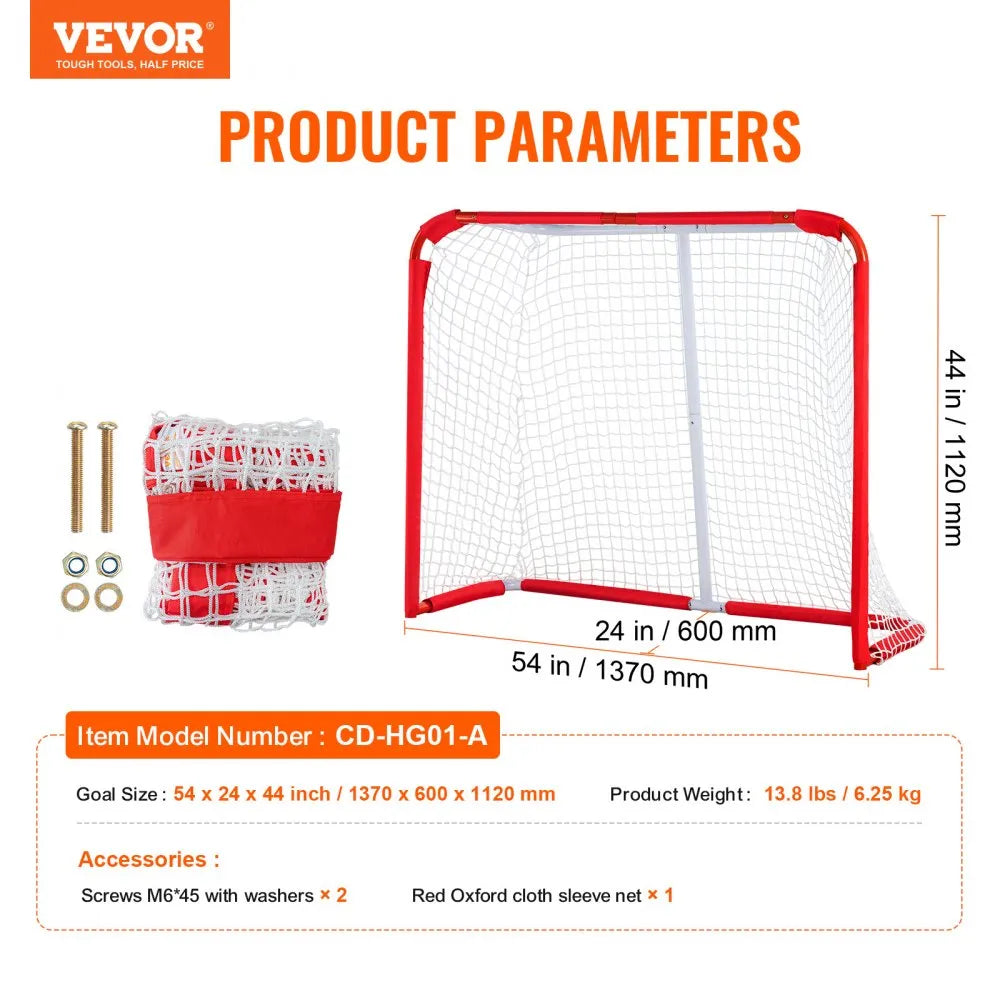 VEVOR Youth Street Hockey Net Indoor Outdoor Steel Hockey Goal for Kids 54"x44"