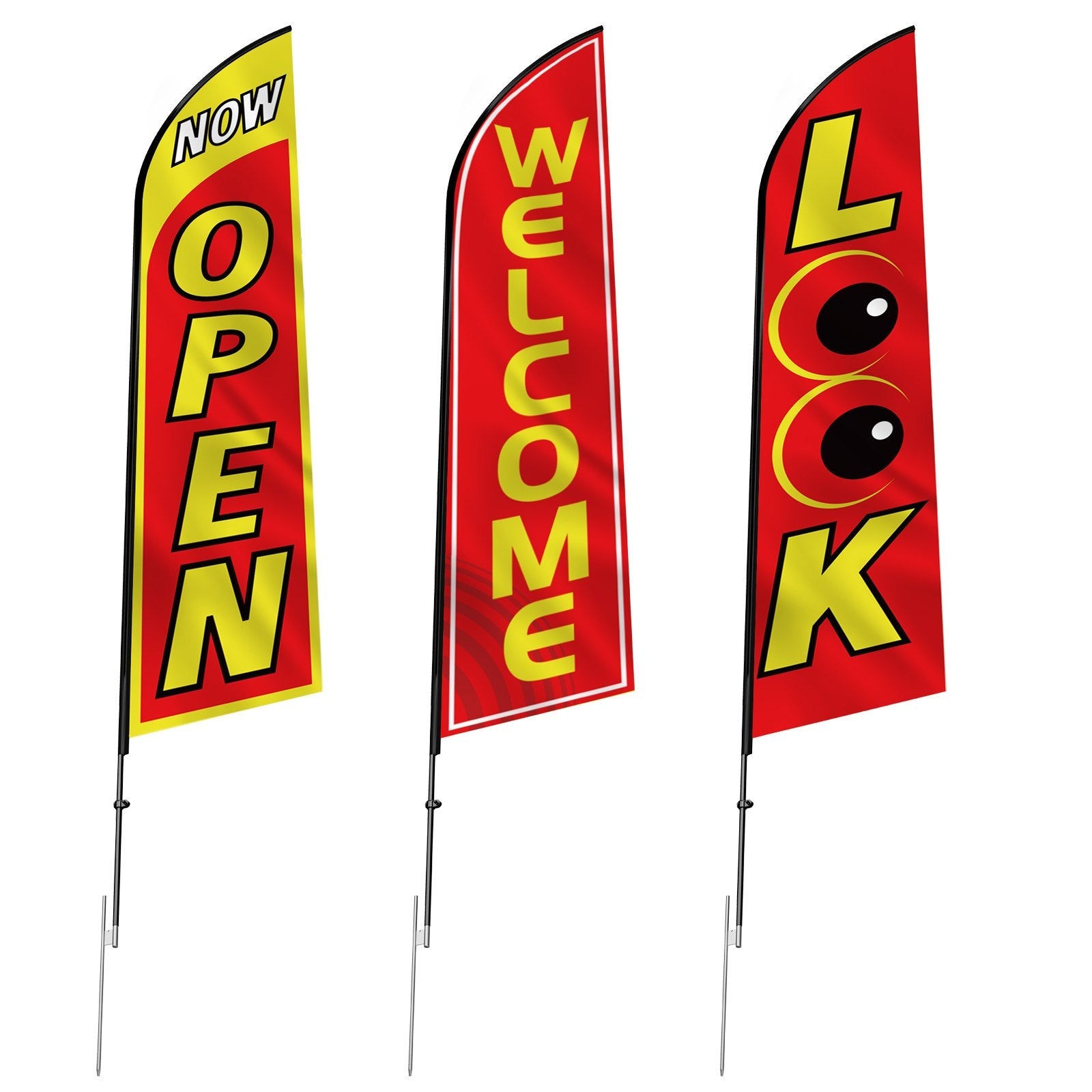 VEVOR Open Flags for Business Advertising Feather Flag Kit Open Look Welcome