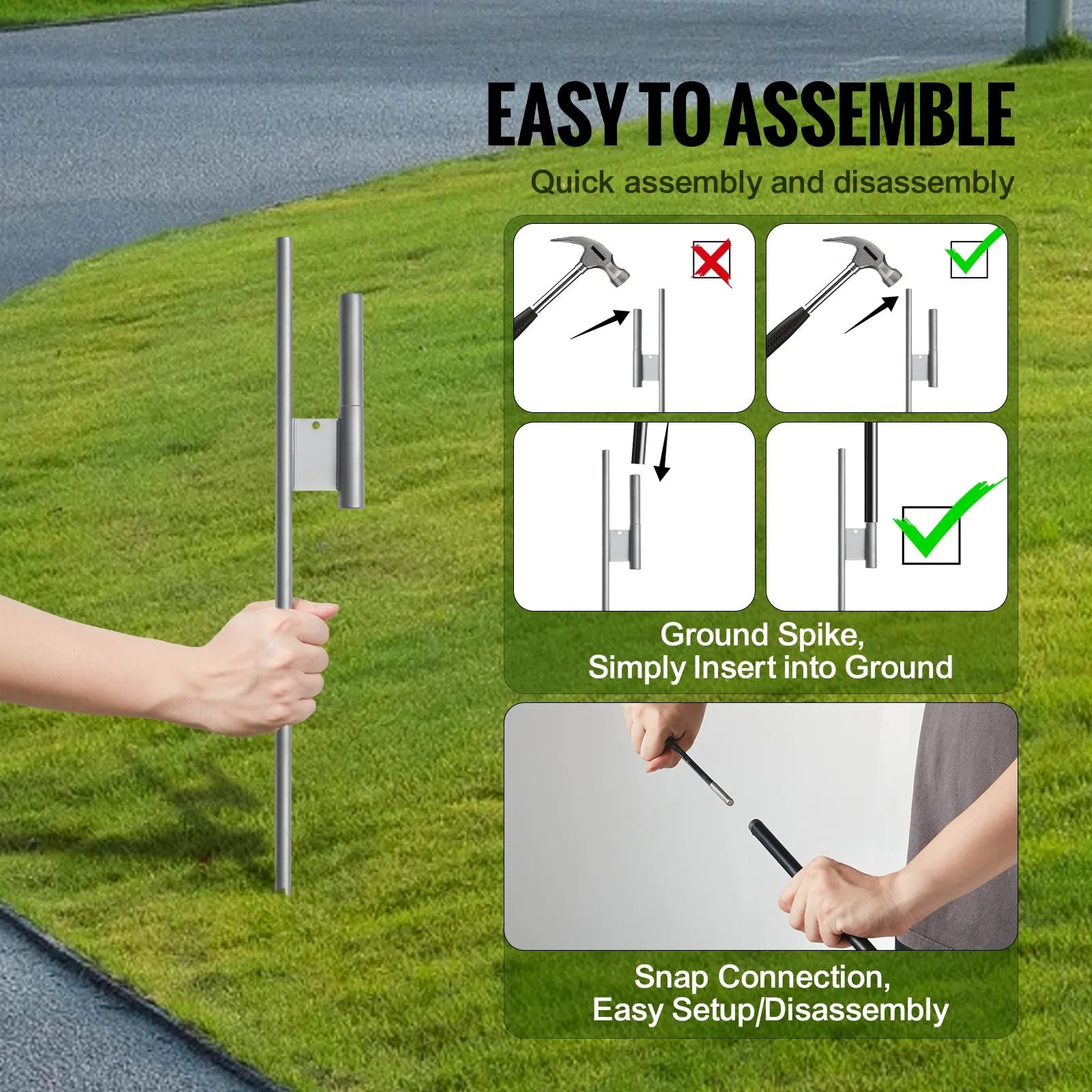 VEVOR Feather Flag Pole Kit 2 Packs Swooper Flag Pole 12.7 ft with Ground Stakes