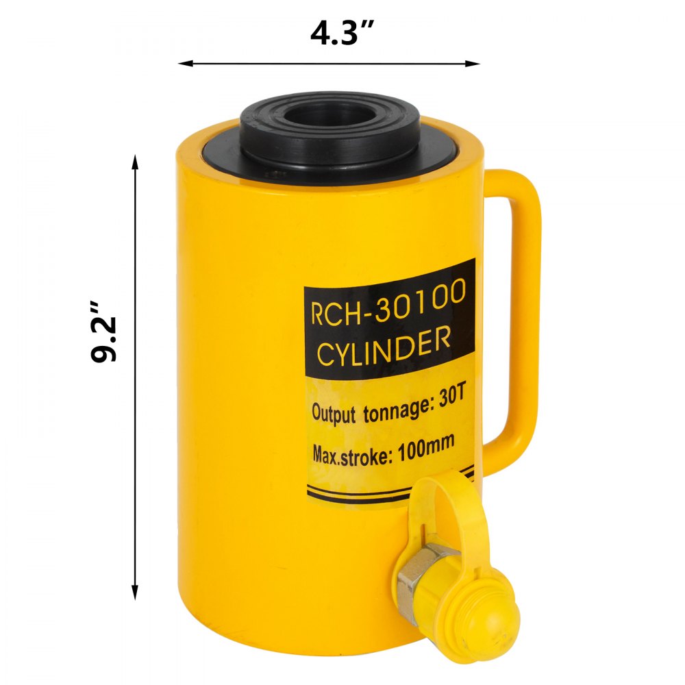 30ton 4" 100mm Stroke Hollow Hydraulic Cylinder Jack Straightening Metal Single Acting