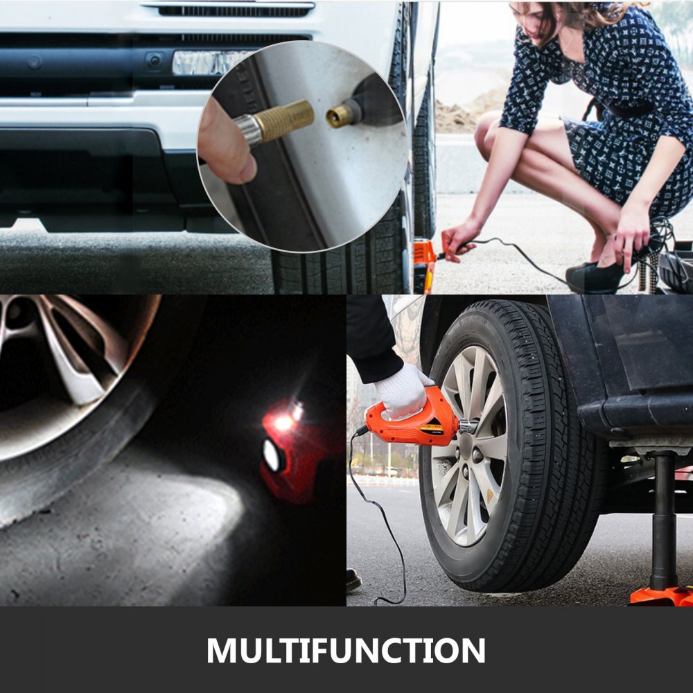 VEVOR Electric Scissor Jack 5T 12V DC with Electric Impact Wrench, All in One Electric Car Jack 11023lb, with LED Flashlight for Vehicle Repairing and Tire Replacing Portable Tool Case