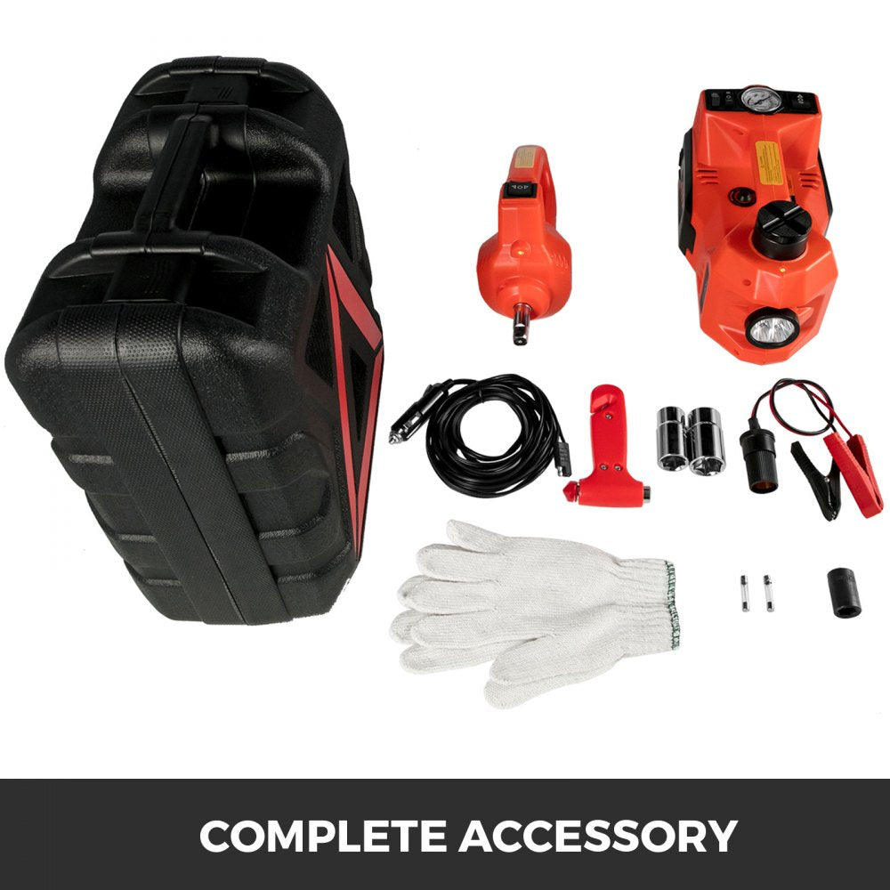 VEVOR Electric Scissor Jack 5T 12V DC with Electric Impact Wrench, All in One Electric Car Jack 11023lb, with LED Flashlight for Vehicle Repairing and Tire Replacing Portable Tool Case