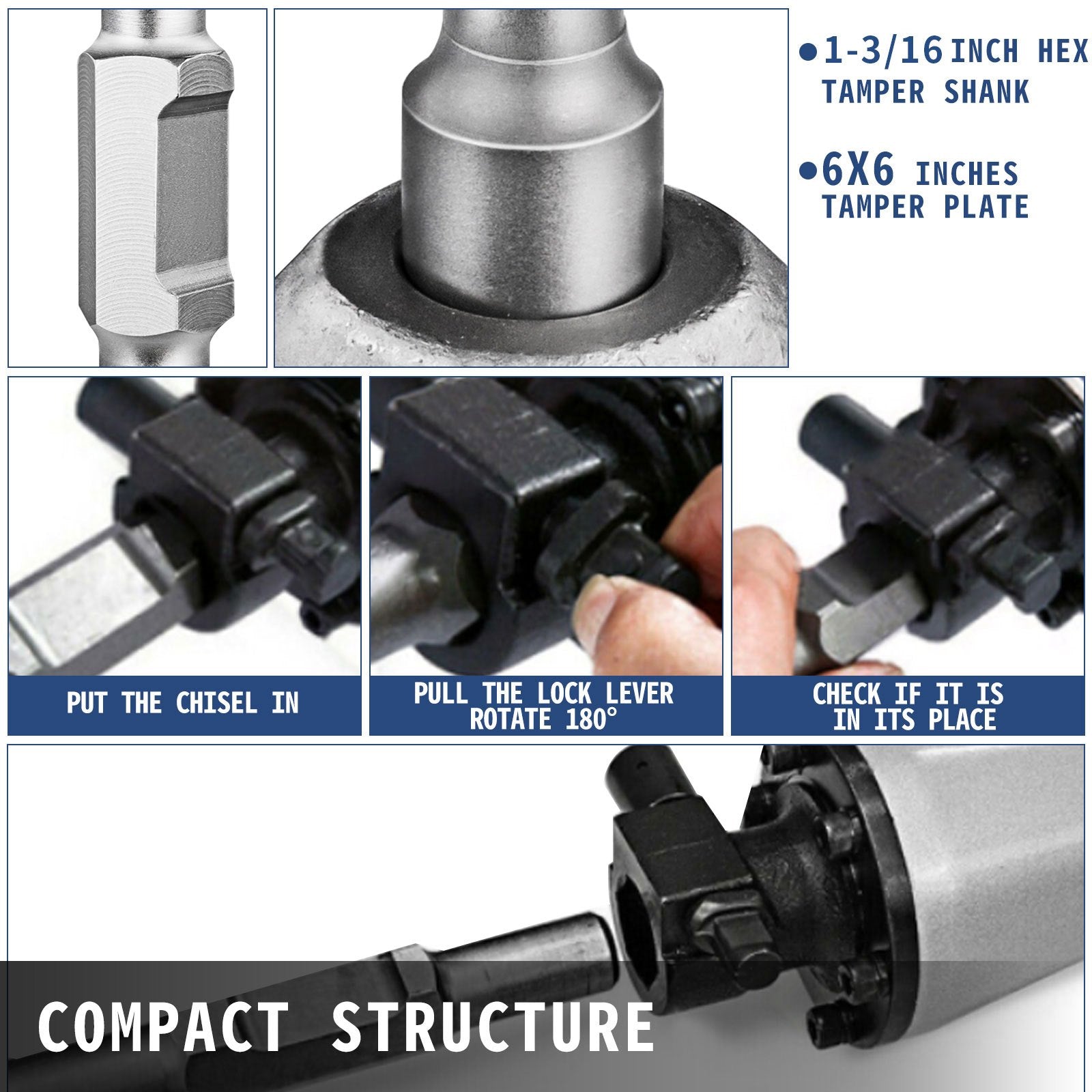 Jack Hammer Soil Compactors Dirt Tamper, Jackhammer Bits, Tamper Shank and Plate