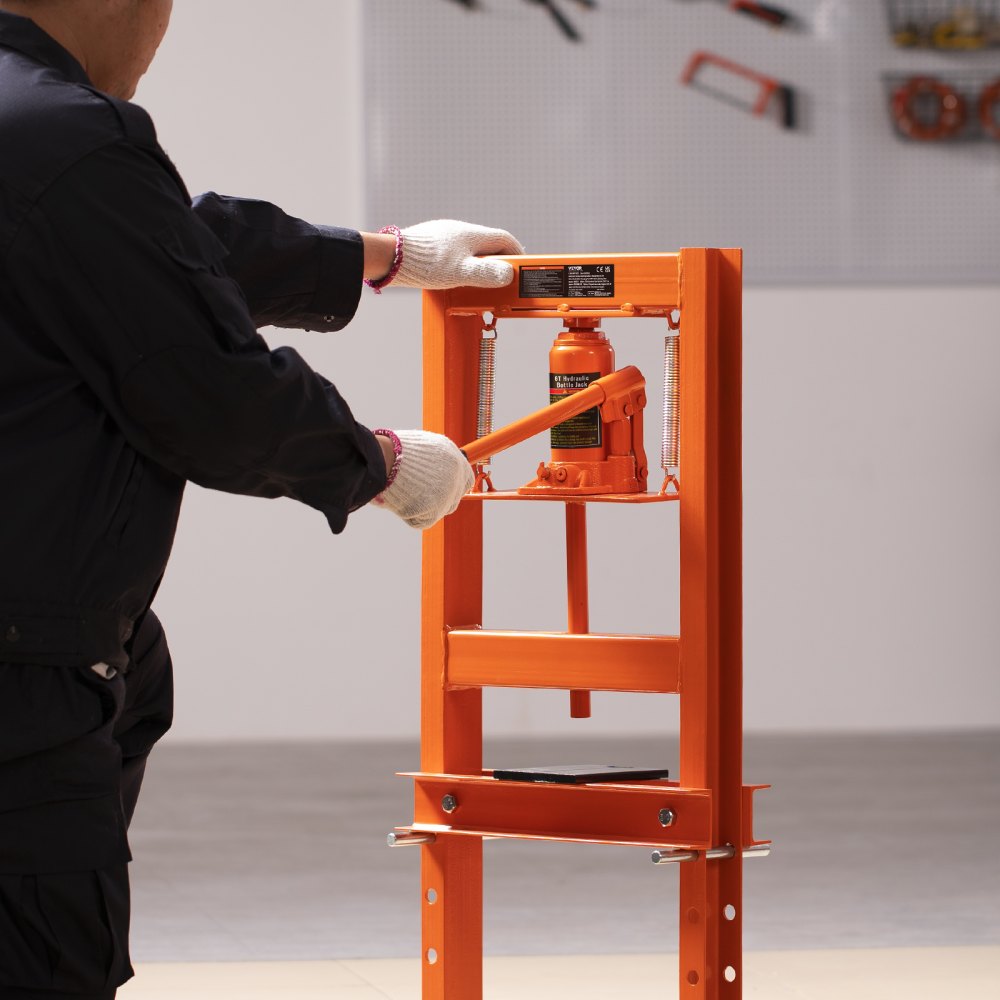 VEVOR Hydraulic Shop Press, 6 Ton H-Frame Hydraulic Garage/Shop Floor Press, Adjustable Shop Press with Press Plates, Heavy Duty Hydraulic Press for Garage, Shop, Workshop