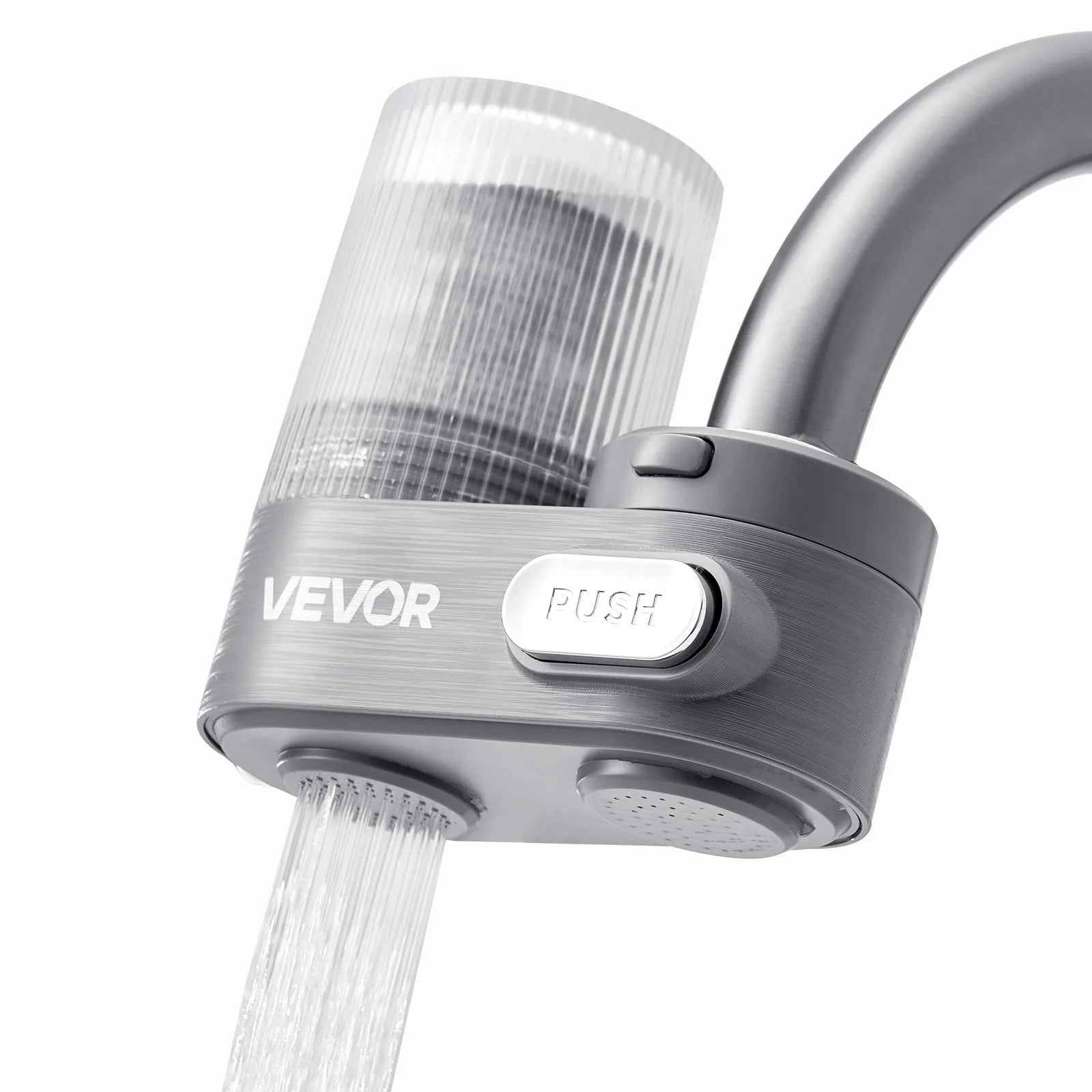 VEVOR Faucet Mount Water Filter Sink Water Purifier for Kitchen Vertical Gray
