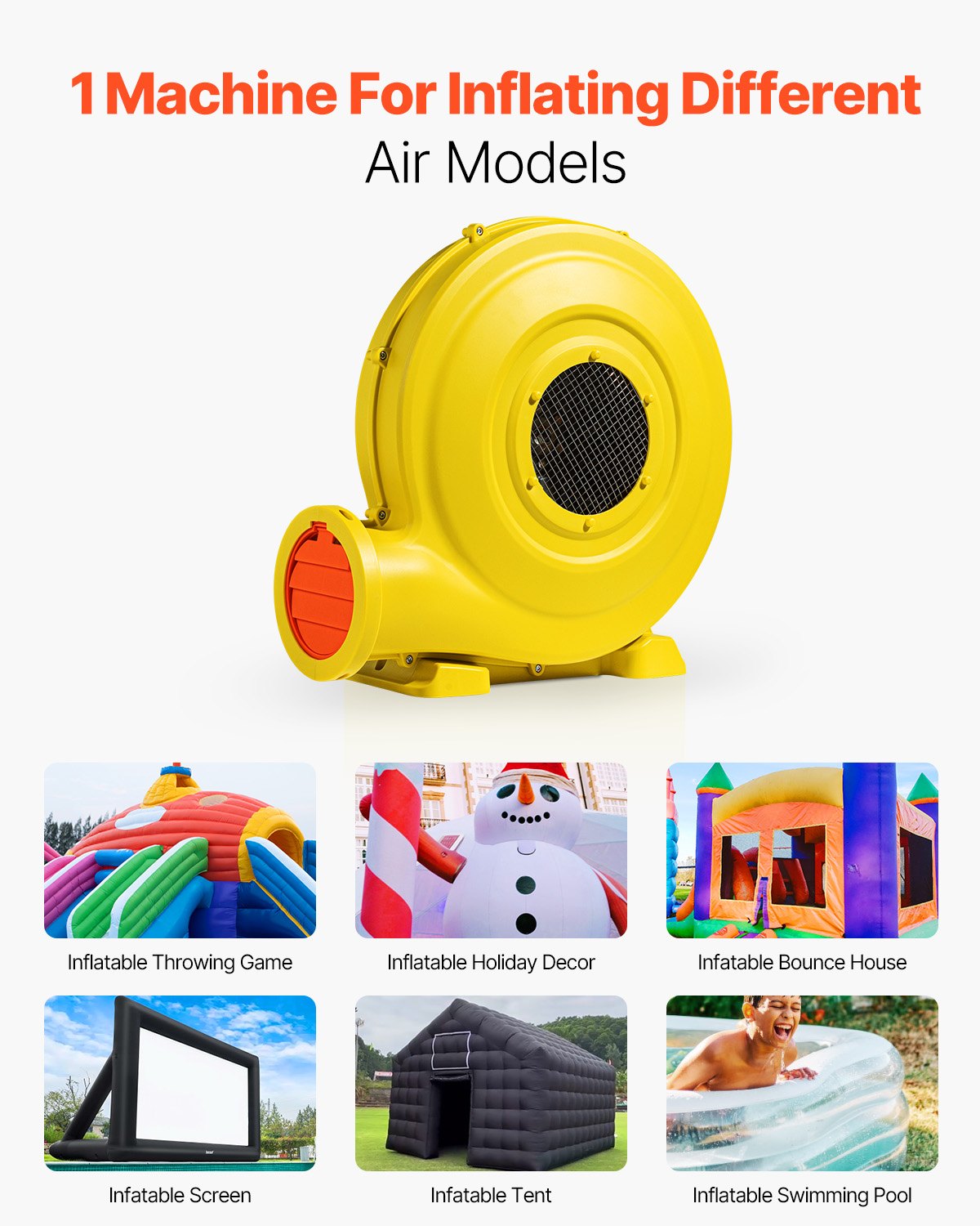 VEVOR Inflatable Bounce House Blower 1&1.3HP 950W for Commercial Bounce House