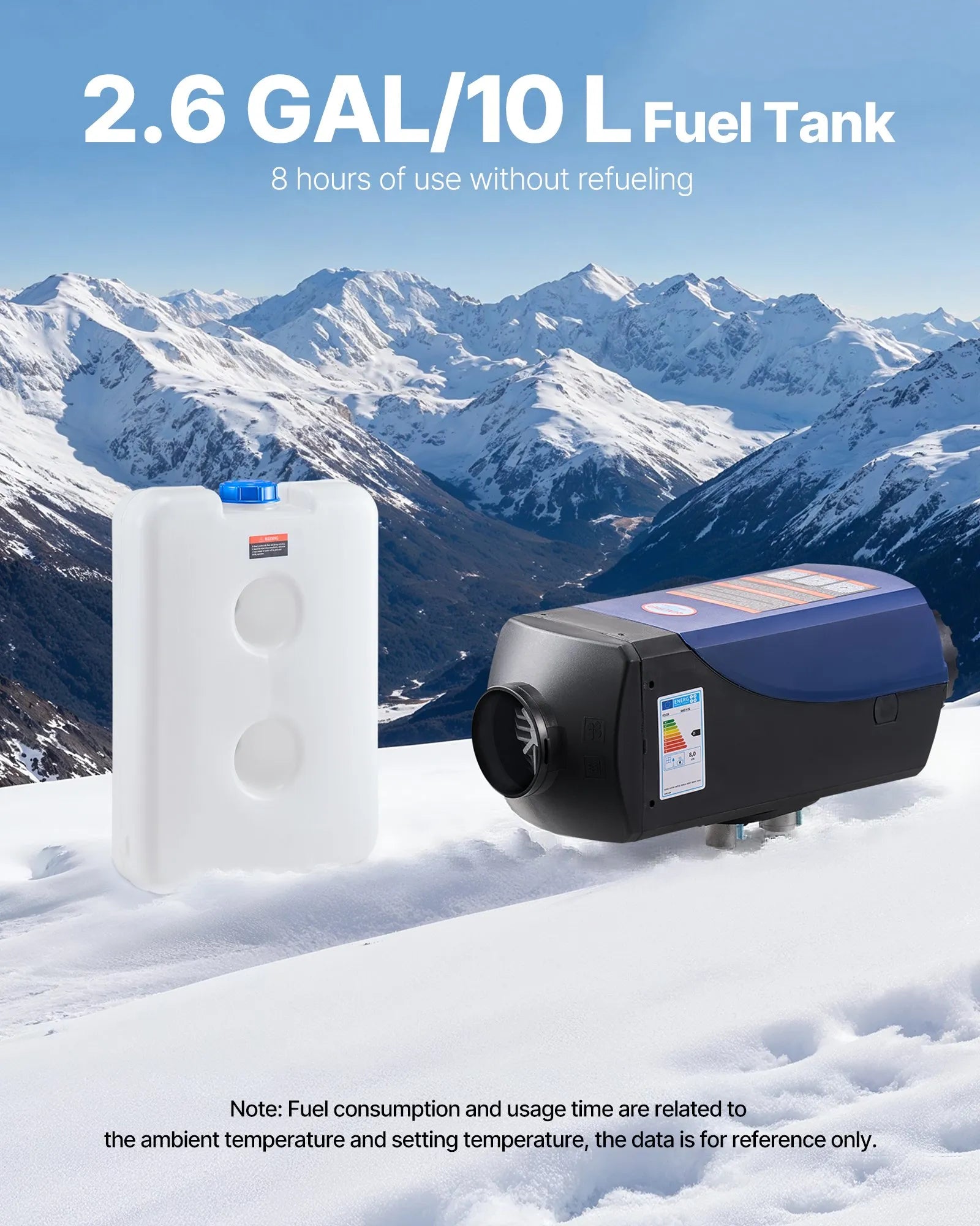 VEVOR Diesel Heater, 8KW, DC 12V/24V, Portable Diesel Air Heater with Remote Control and LCD Screen, Fast Heating Low Noise, 2.6 Gal Large Fuel Tank for Vehicles, Vans, RVs, Campers, and Trucks