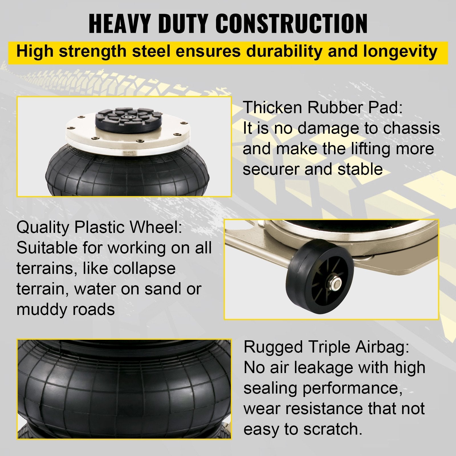 VEVOR Triple Air Bag Jack Pneumatic Jack 6600lbs Quick Lift 3T Heavy Duty White