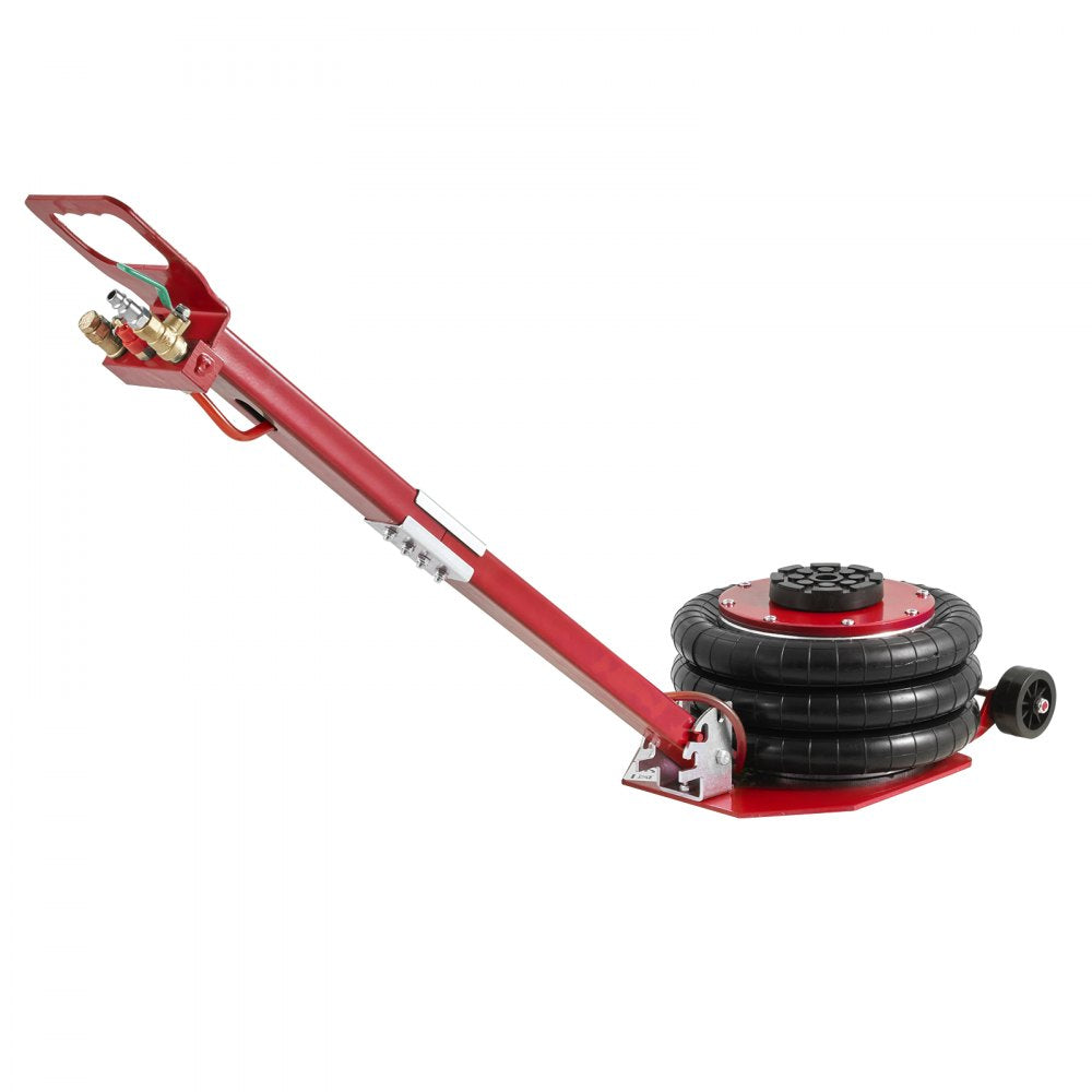 VEVOR Air Jack, 3 Ton/6600 lbs Triple Bag Air Jack, Airbag Jack with Six Steel Pipes, Lift up to 17.7", 3-5 s Fast Lifting Pneumatic Jack, with Adjustable Long Handle for Cars, Garages, Repair (Red)