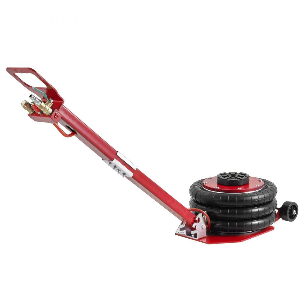 VEVOR Air Jack, 3 Ton/6600 lbs Triple Bag Air Jack, Airbag Jack with Six Steel Pipes, Lift up to 17.7", 3-5 s Fast Lifting Pneumatic Jack, with Adjustable Long Handle for Cars, Garages, Repair (Red)