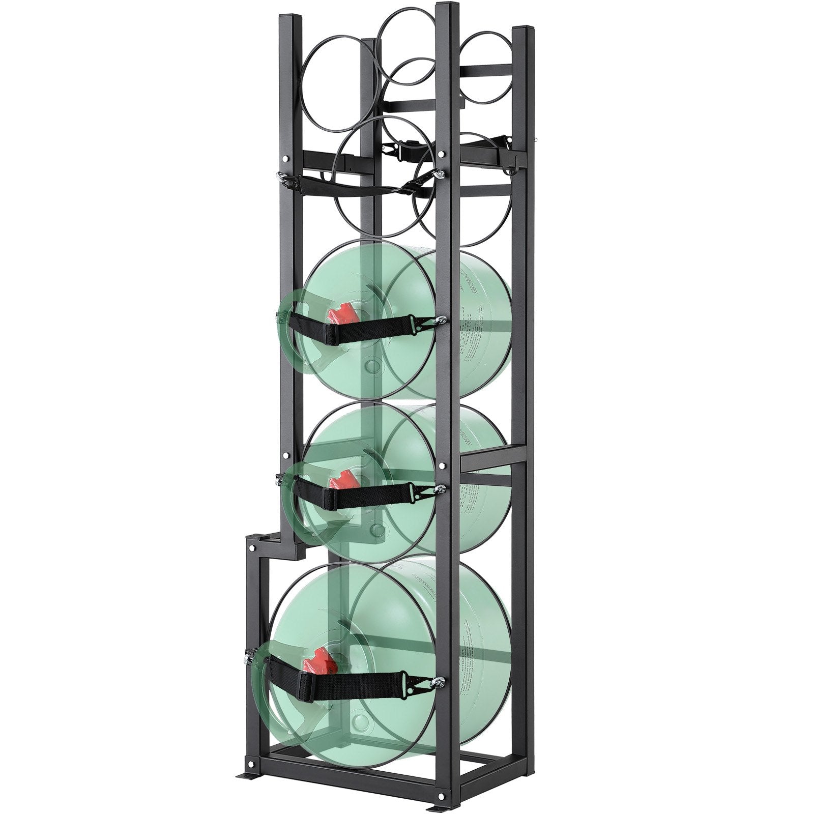 VEVOR Refrigerant Tank Rack, with 1 x 50lb, 2 x 30lb and Other 3 Small Bottle Tanks, Cylinder Tank Rack 15.55x12.99x49.8 in, Refrigerant Cylinder Rack and Holders for Freon, Gases, Oxygen, Nitrogen
