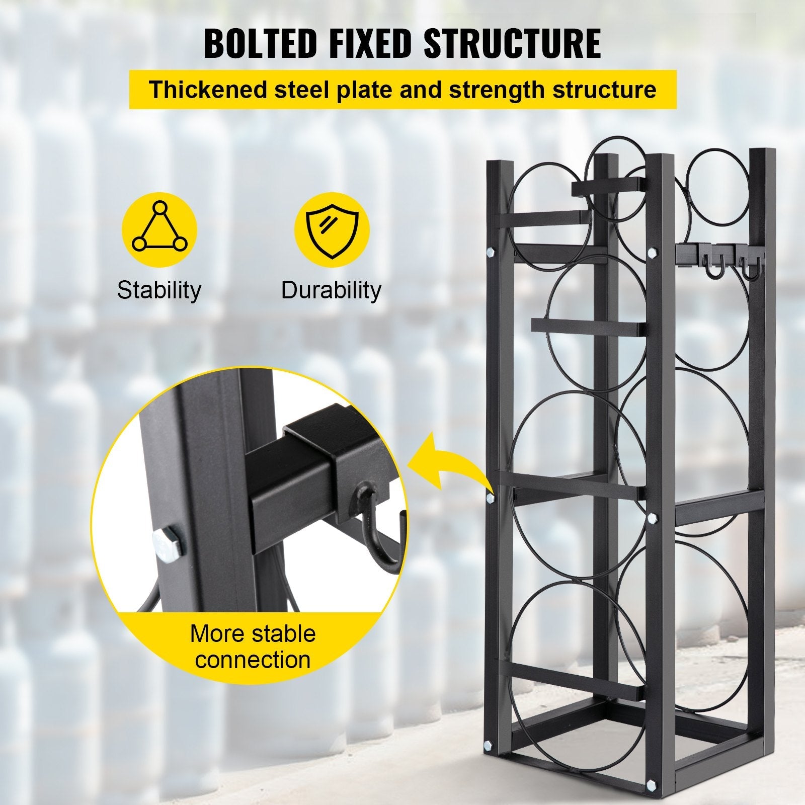 VEVOR Refrigerant Tank Rack with 2-30lb and Other 3 Saving Space Cylinder Tank Rack 889mm Refrigerant Cylinder Rack Gas Cylinder Racks and Holders for Gas Oxygen Nitrogen Storage