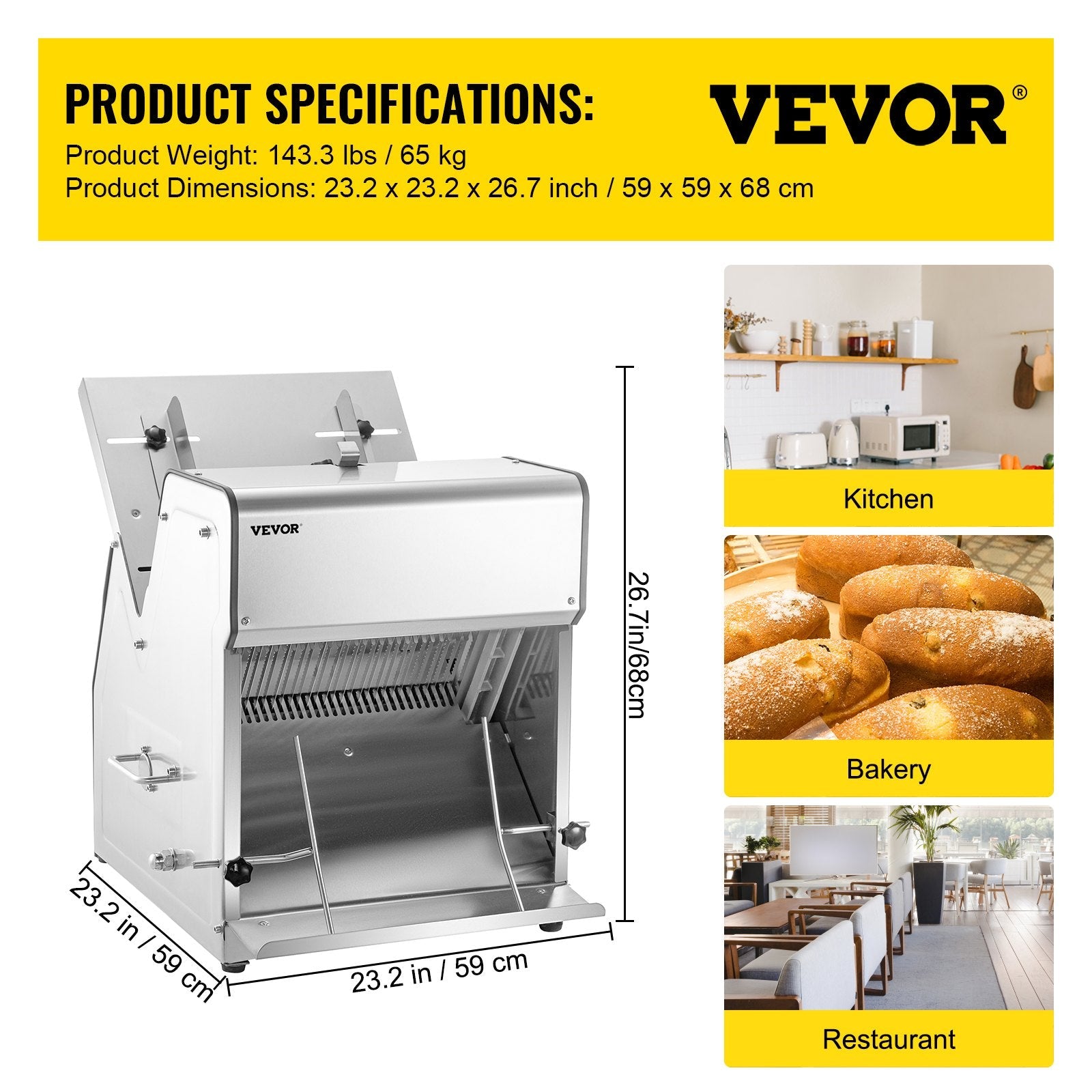 VEVOR Commercial Toast Bread Slicer, 12mm Thickness Electric Bread Cutting Machine, 31PCS Commercial Bakery Bread Slicer, 110V Toast Cutter Cutting Machine, Bread Cutter for Bread Sheet Cutter Cutting