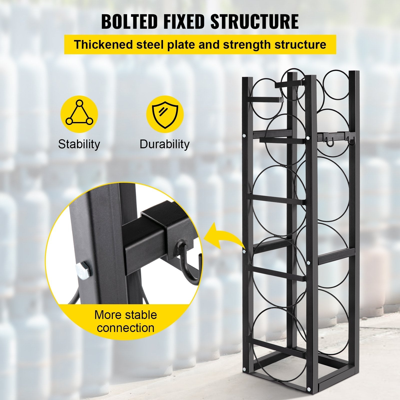 VEVOR Refrigerant Tank Rack with 3-30lb and Other 3 Saving Space, Cylinder Tank Rack 1168mm, Refrigerant Cylinder Rack Gas Cylinder Racks and Holders, for Gas Oxygen Nitrogen Storage