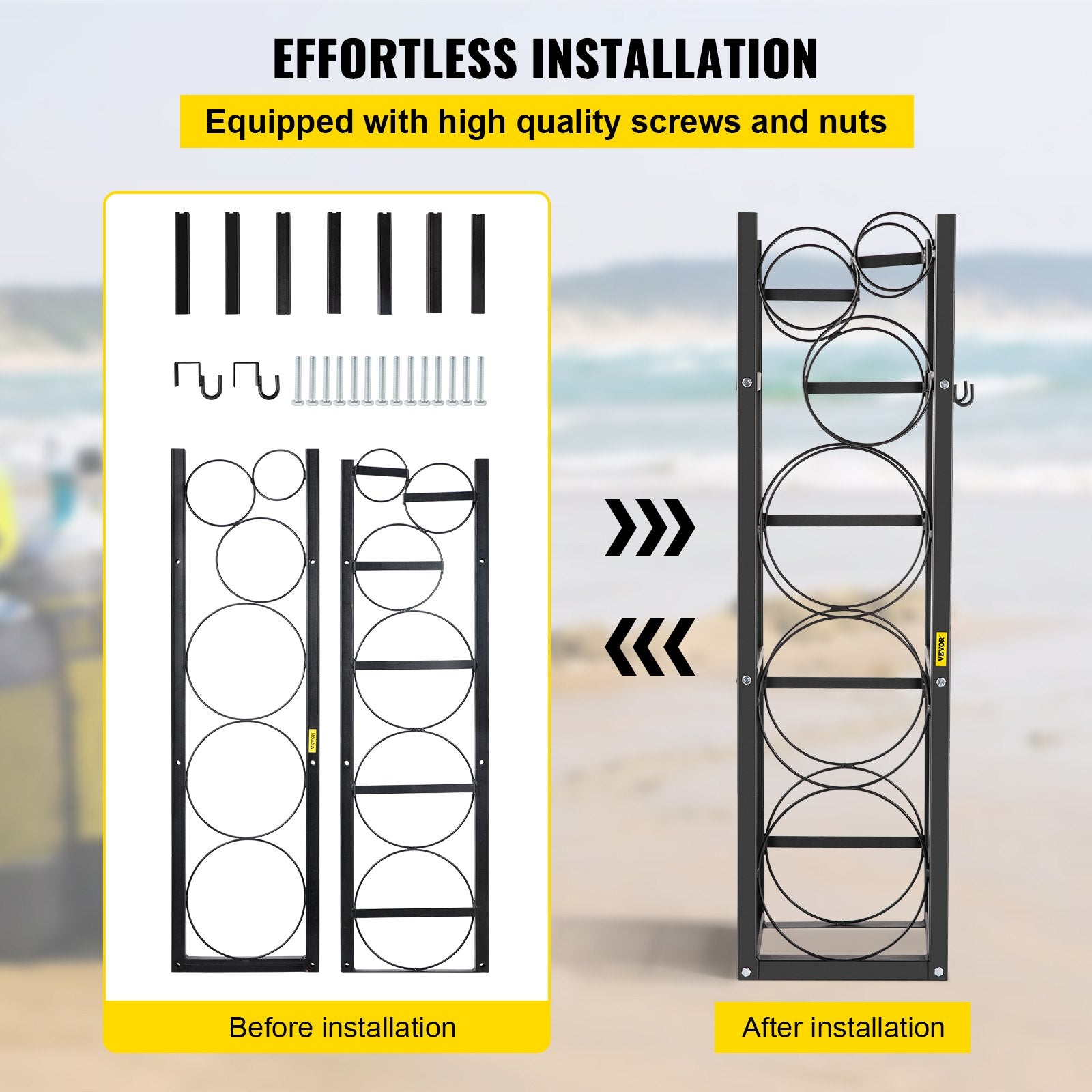 VEVOR Refrigerant Tank Rack with 3-30lb and Other 3 Saving Space, Cylinder Tank Rack 1168mm, Refrigerant Cylinder Rack Gas Cylinder Racks and Holders, for Gas Oxygen Nitrogen Storage