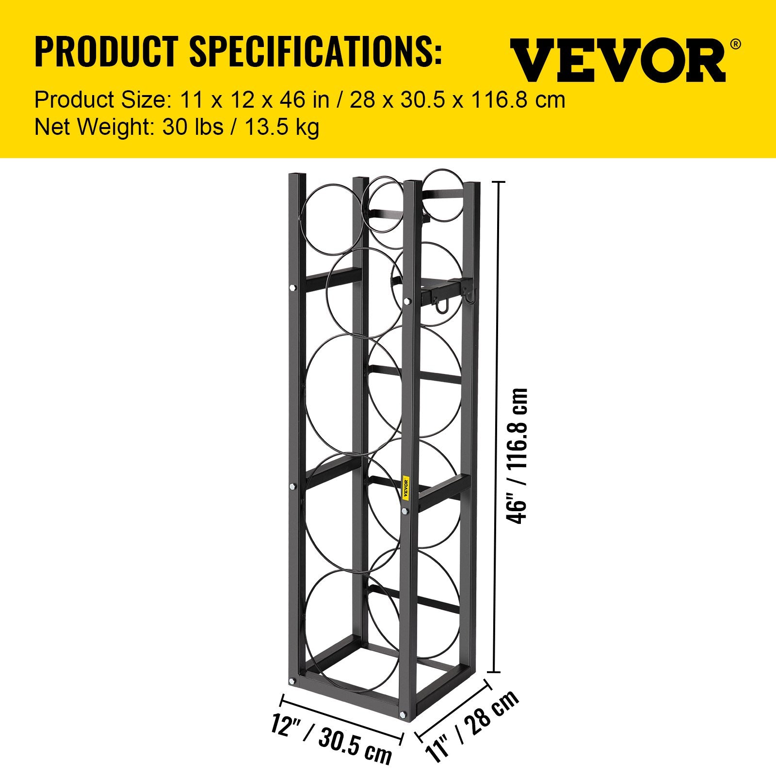 VEVOR Refrigerant Tank Rack with 3-30lb and Other 3 Saving Space, Cylinder Tank Rack 1168mm, Refrigerant Cylinder Rack Gas Cylinder Racks and Holders, for Gas Oxygen Nitrogen Storage
