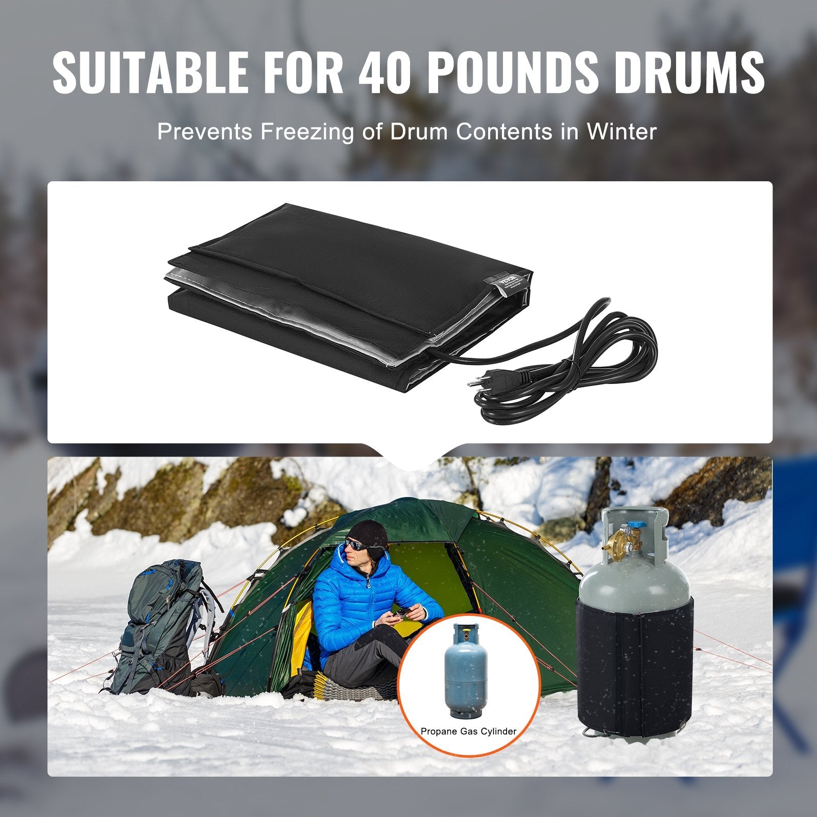 VEVOR Insulated Band Style Gas Cylinder Warmer for40 lbs Gas Tanks 120W 90 ?