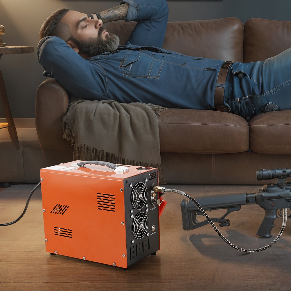 VEVOR PCP Air Compressor, 4500PSI/30Mpa Portable PCP Compressor with Built-in Power Converter, Auto-Stop | DC12V/AC120V | Oil & Water-Free Compressor Pump