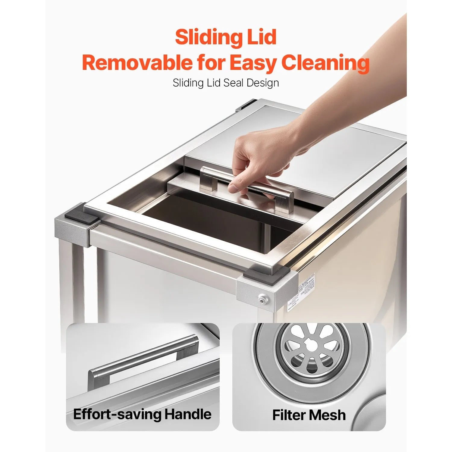 VEVOR Rolling Ice Chest Cooler Cart, 20"L x 14"W x 38"H Stainless Steel Cooling Bin on Wheels, 29.6 Quart Outdoor Stand Up Cooler Trolley with Shelf, for Patio Backyard Party Bar Cold Drinks