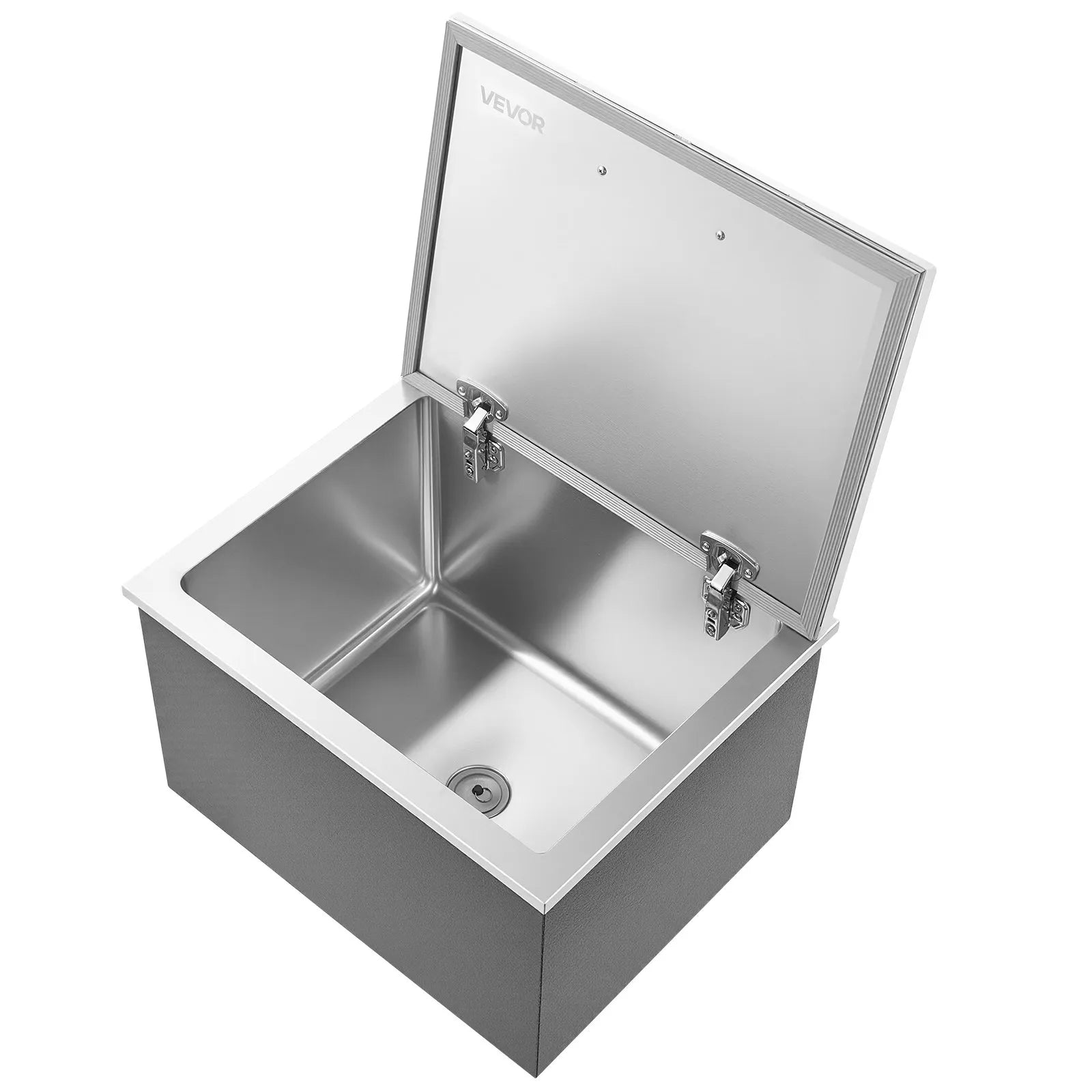 VEVOR Drop in Ice Chest, 28"L x 20"W x 17"H Stainless Steel Drop in Cooler, 113.7 Quart Commercial Ice Bin with Flip Lid for Outdoor Kitchen Patio Bar, Drain-pipe Set Included, for Cold Wine Beer