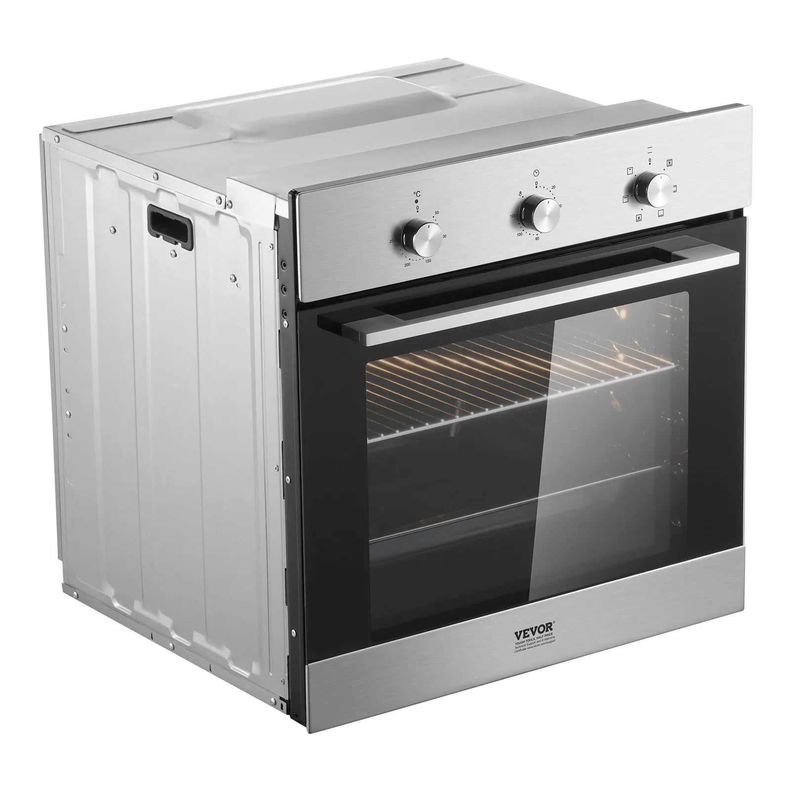 VEVOR Single Wall Oven 24" Electric Built-in Wall Oven 6 Functions 2.68 Cu. Ft