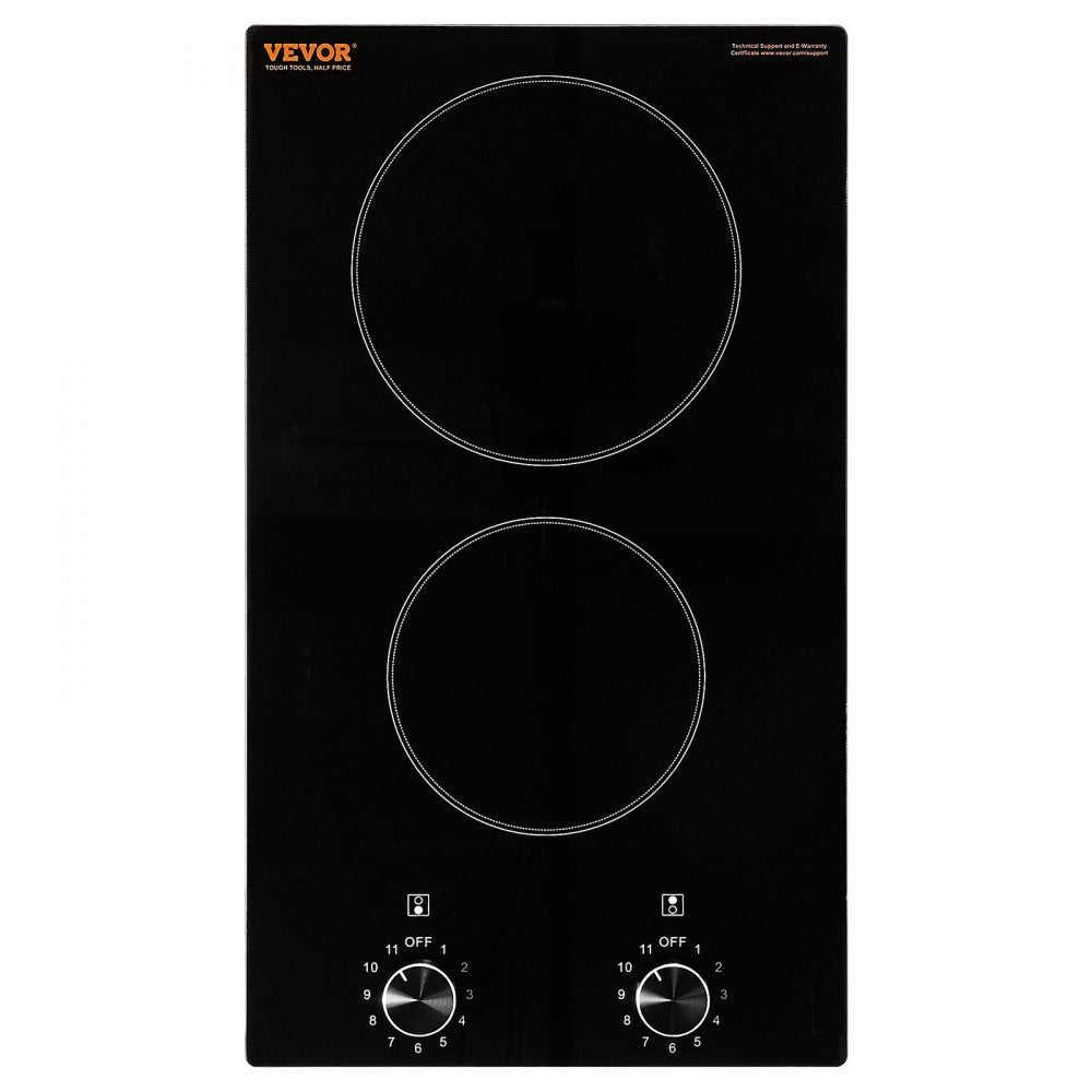 VEVOR Built-in Electric Cooktop Radiant Ceramic Cooktop 2 Burners 20.1x11.6 inch