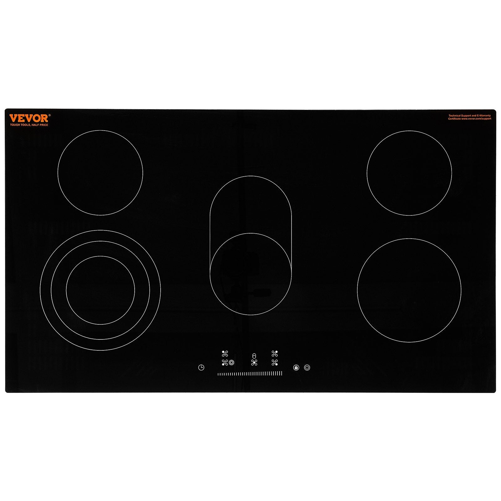 VEVOR Built-in Electric Cooktop Radiant Ceramic Cooktop 5 Burners 35.4x20.5 inch