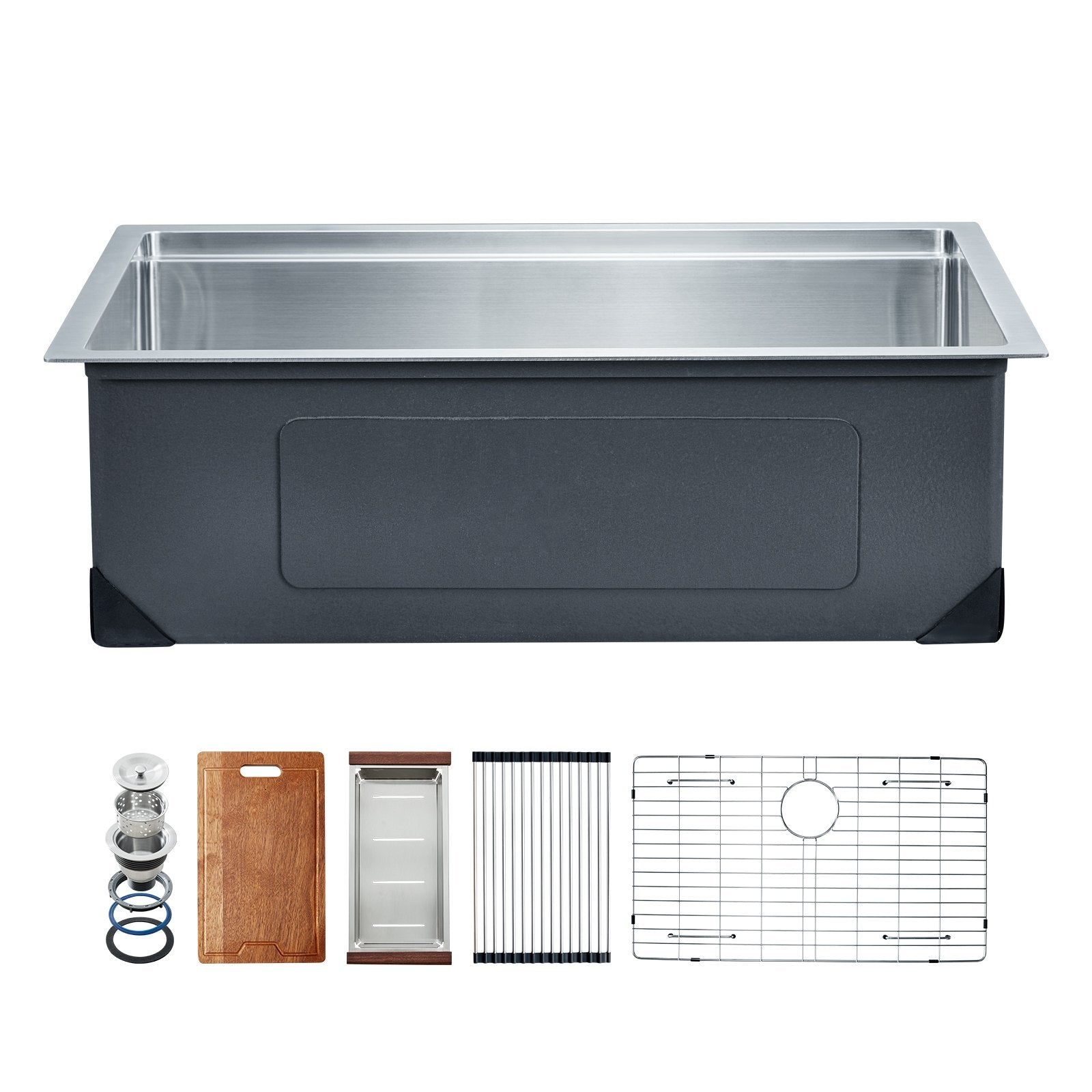 VEVOR 32" Kitchen Sink Undermount Single Bowl Drop-In Basin Stainless Steel Bar