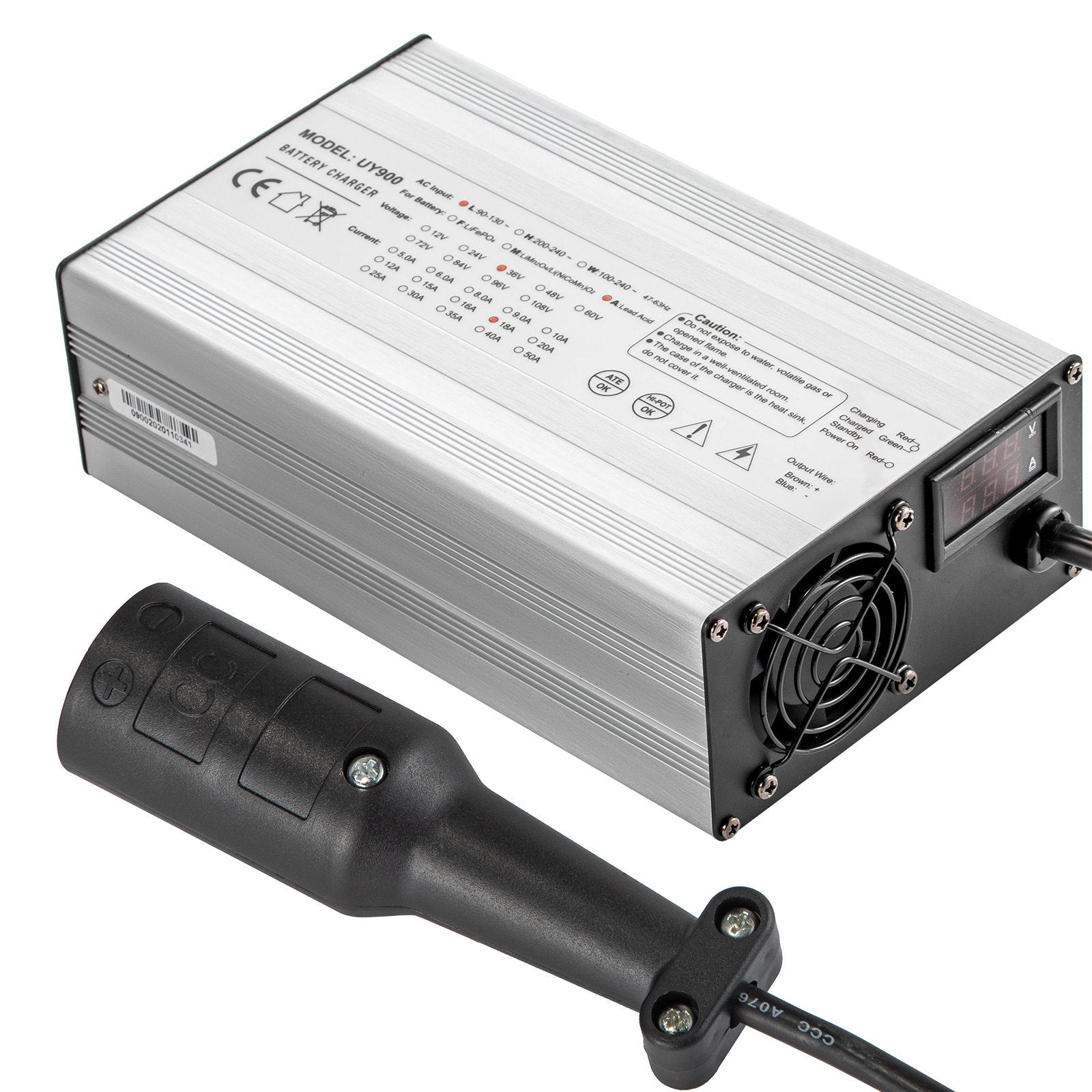 VEVOR Golf Cart Battery Charger 48V Club Car Charger 15A Golf Cart Electric Charger 3 Pin Plug Round / LED Club Car Battery Charger Aluminum Shell Power Wise Golf Cart Battery Charger for Ez Go Yamaha