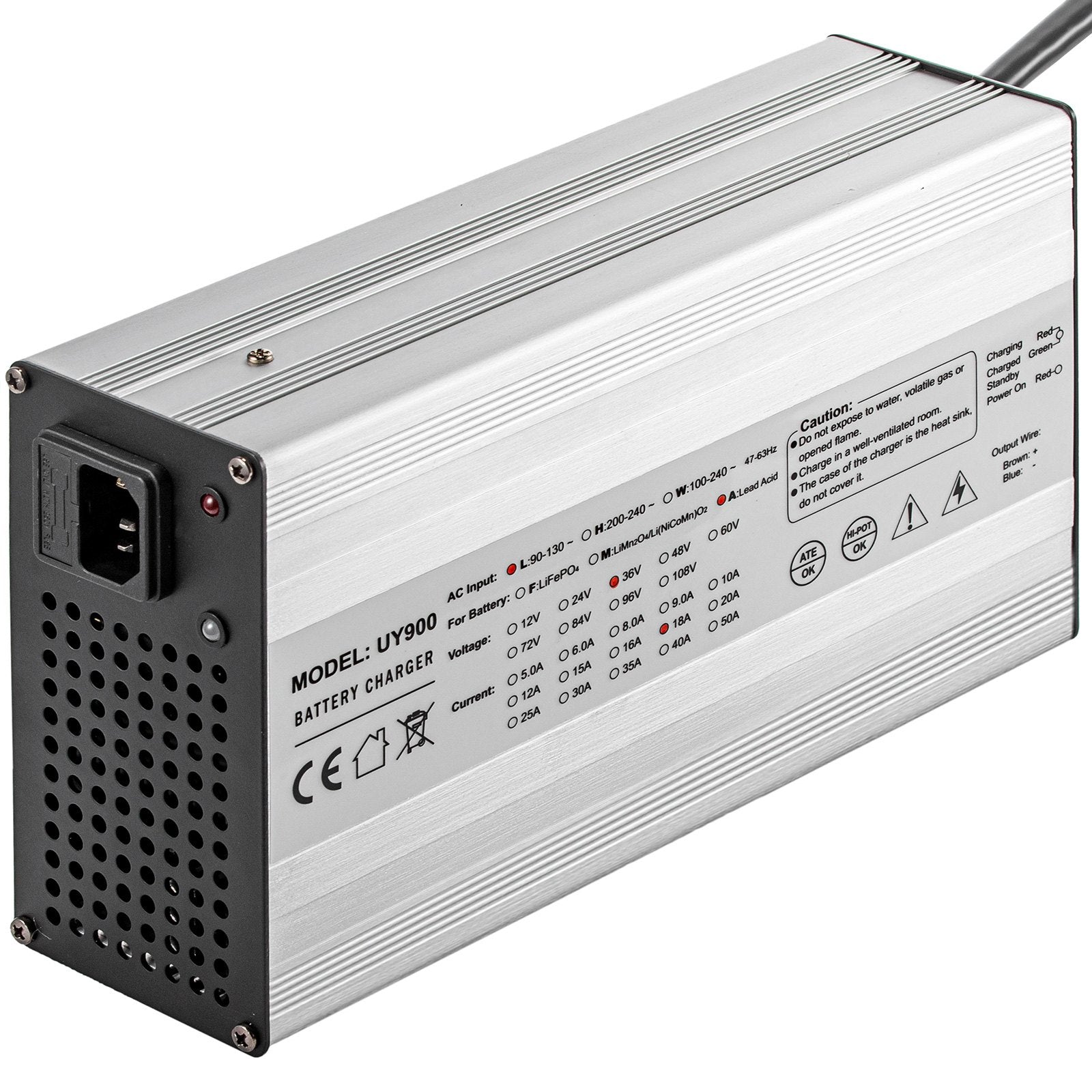 VEVOR Golf Cart Battery Charger 48V Club Car Charger 15A Golf Cart Electric Charger 3 Pin Plug Round / LED Club Car Battery Charger Aluminum Shell Power Wise Golf Cart Battery Charger for Ez Go Yamaha