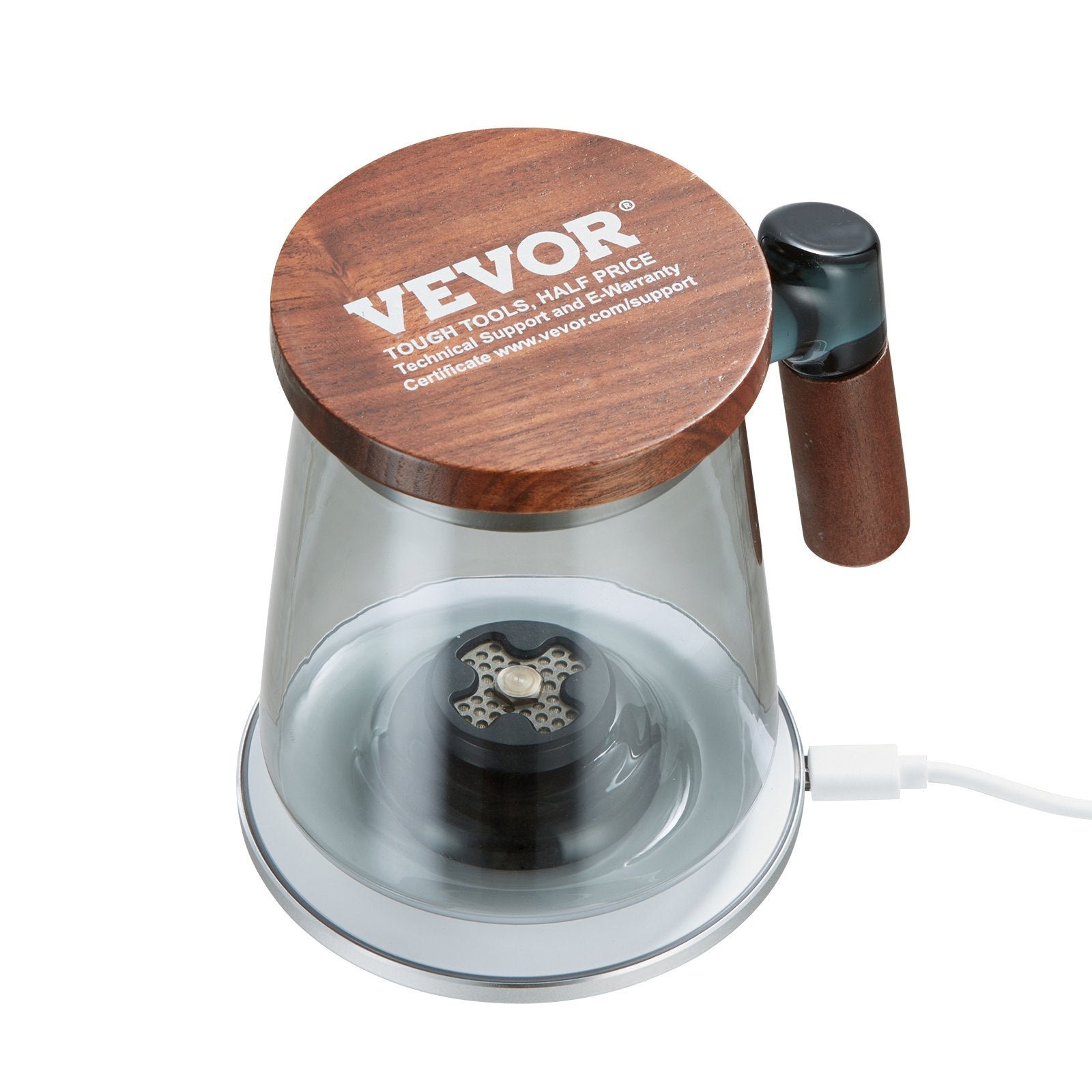 VEVOR Hydrogen Water Cup, 400 ml / 14.1 oz Hydrogen Generator, SPE Technology Portable Hydrogen Water Ionizer Machine with Wireless Charging Base, Hydrogen Rich Water Bottle Glass Health Cup