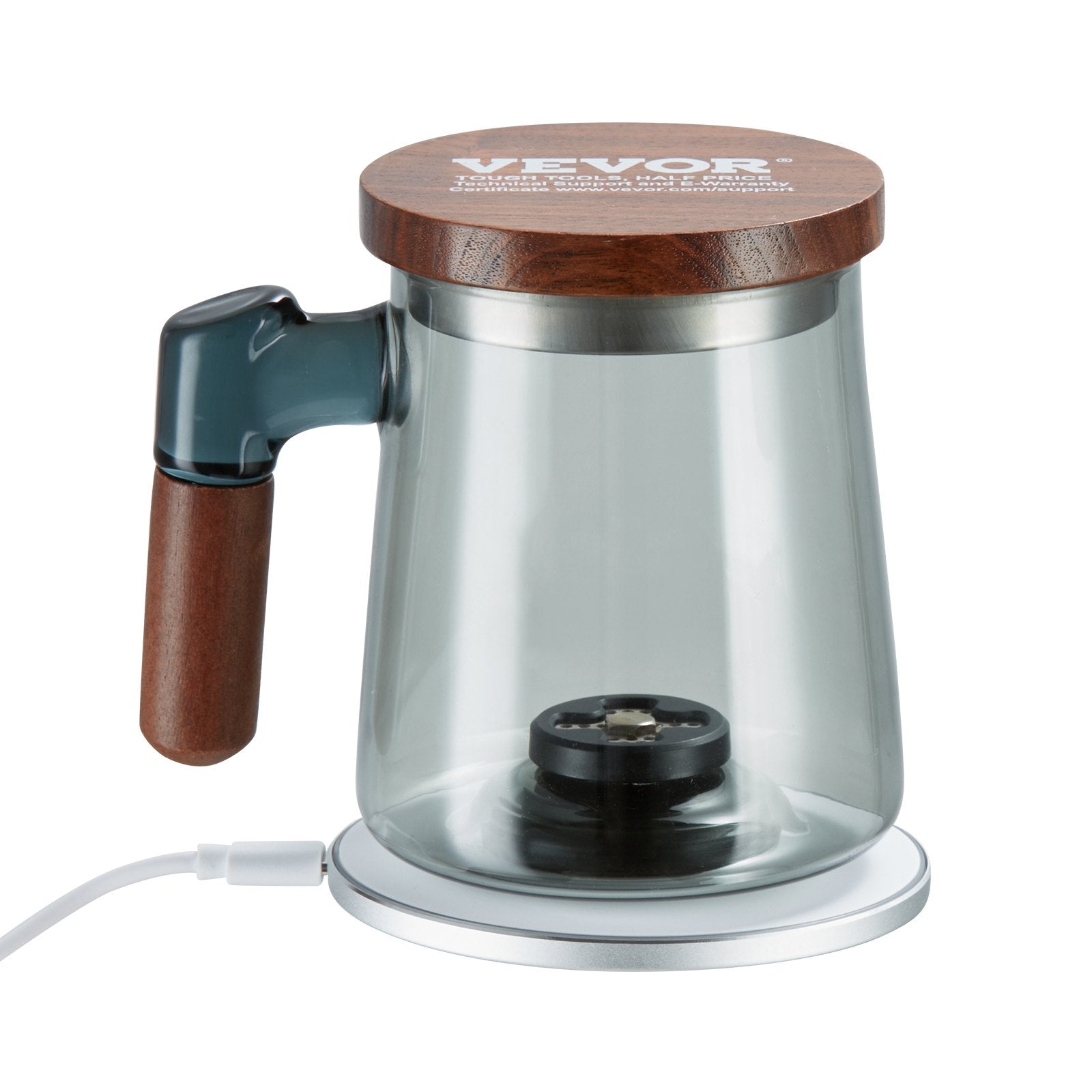 VEVOR Hydrogen Water Cup, 400 ml / 14.1 oz Hydrogen Generator, SPE Technology Portable Hydrogen Water Ionizer Machine with Wireless Charging Base, Hydrogen Rich Water Bottle Glass Health Cup