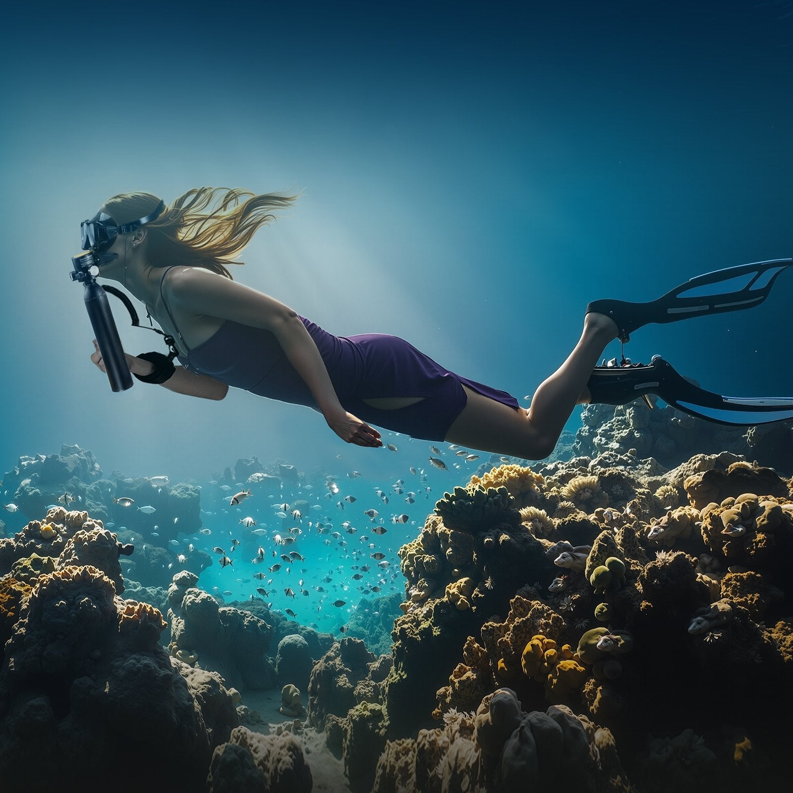 VEVOR 0.5L Scuba Tank 98.43 ft Diving Depth Lung Tank with Pump for Exploration