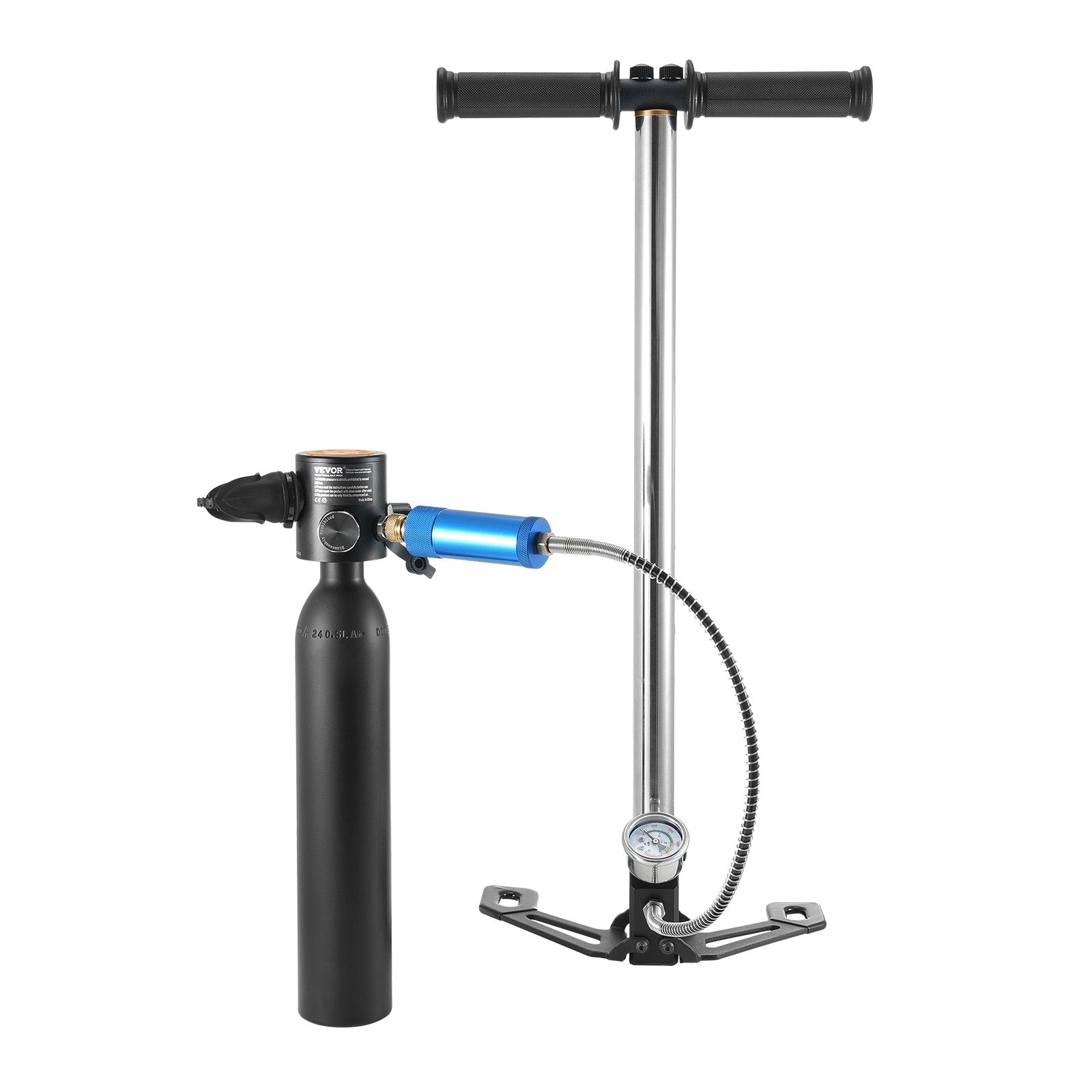 VEVOR 0.5L Scuba Tank 98.43 ft Diving Depth Lung Tank with Pump for Exploration
