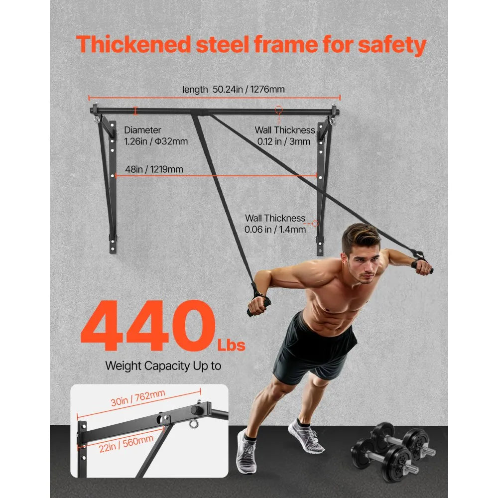 VEVOR Pull Up Bar Wall Mounted Heavy Duty Chin Up Bars Home Gym Adjustable Depth
