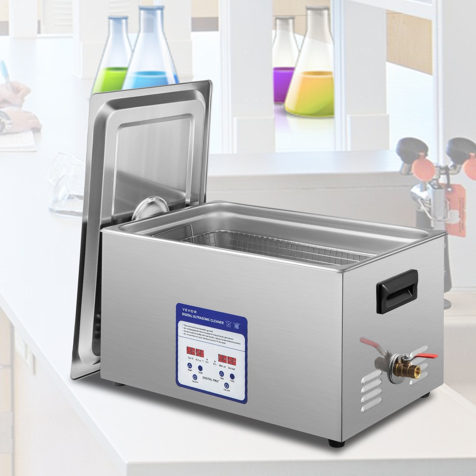 VEVOR Digital Ultrasonic Cleaner 22L Ultrasonic Cleaning Machine 40kHz Sonic Cleaner Machine 316 & 304 Stainless Steel Ultrasonic Cleaner Machine with Heater & Timer for Cleaning Jewelry Glasses Watch