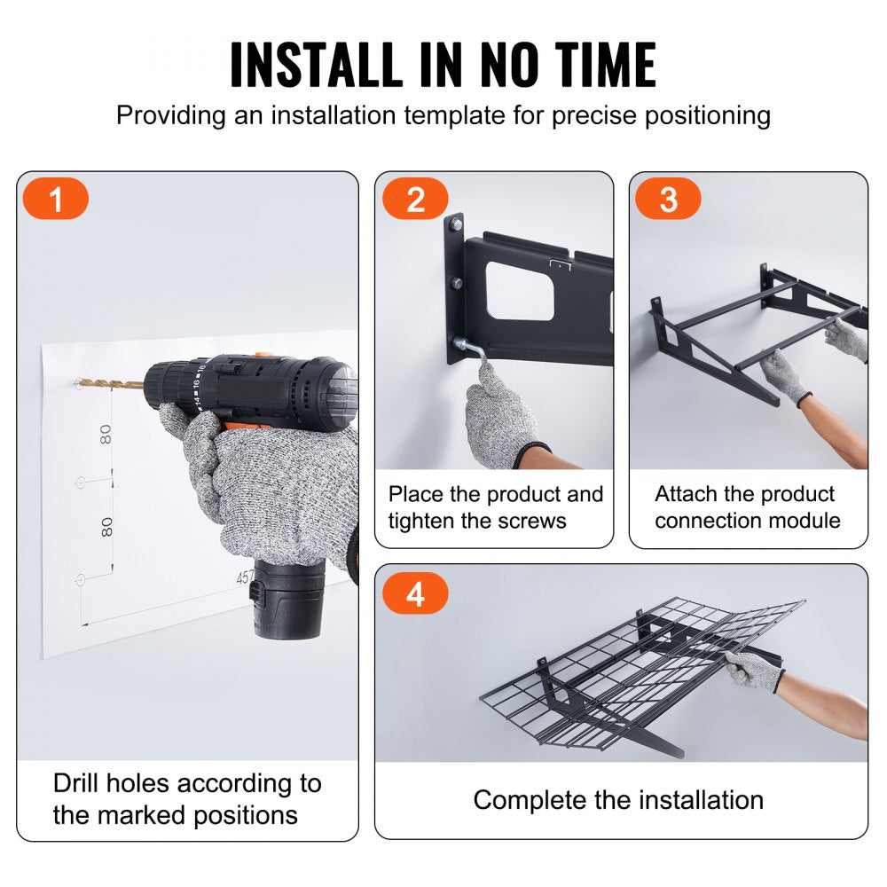 VEVOR Garage Storage Shelving, 2 Pack, 6 x 2 ft Heavy Duty Garage Shelves Wall Mounted, 1000 lbs Load Capacity(Total) Garage Storage Rack Floating Shelves, Suitable for Shop, Shed, Garage Storage