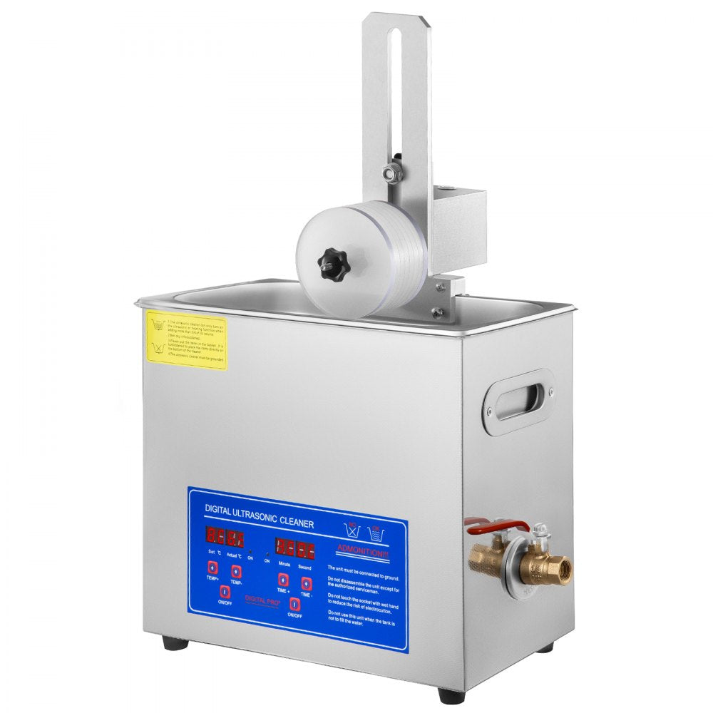 VEVOR Ultrasonic Vinyl Record Cleaner 6L 40kHz Vinyl Ultrasonic Cleaning Machine 304 Stainless Steel Record Ultrasonic Cleaner 6 Records w/ Drying Rack Vinyl Sonic Cleaner w/ Adjustable Heater & Timer