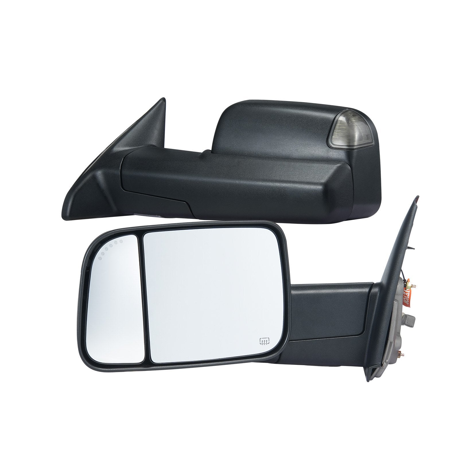 VEVOR Towing Mirrors, Left & Right Pair Set for 2002-2008 Dodge Ram 1500 2500 3500 (Partial 2009 Models), Power Heated with Signal Light & Puddle Light, Manual Controlling Flipping Folding, Black