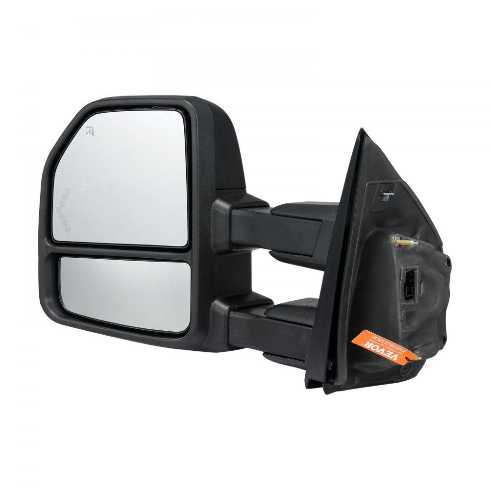 VEVOR Towing Mirrors, Left & Right Pair Set for 2015-2018 Ford F150, Power Heated with Signal Light & Puddle Light, Plane & Convex Glass, Manual Controlling Telescoping Folding, Heating Defrost, Black