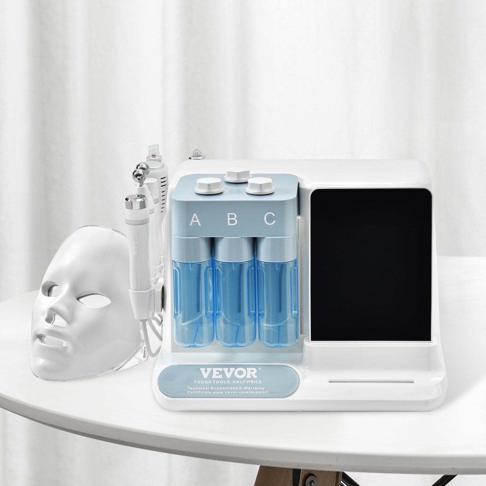 VEVOR 8 in 1 Hydrogen Oxygen Facial Machine, Professional Hydrafacial Machine for Spa, Hydro Facial Cleansing Rejuvenation Machine with 8 in LCD Screen, Microcurrent Probe, Bipolar RF Radiofrequency
