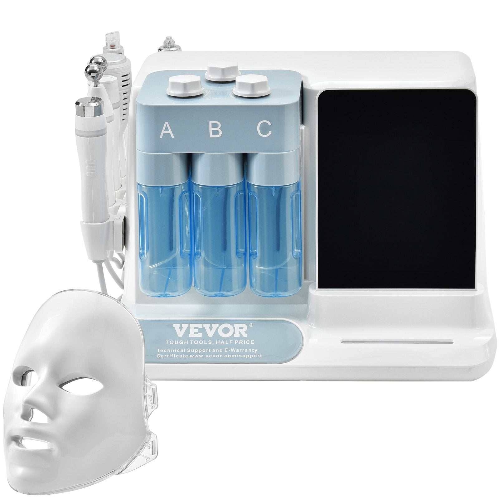 VEVOR 8 in 1 Hydrogen Oxygen Facial Machine, Professional Hydrafacial Machine for Spa, Hydro Facial Cleansing Rejuvenation Machine with 8 in LCD Screen, Microcurrent Probe, Bipolar RF Radiofrequency