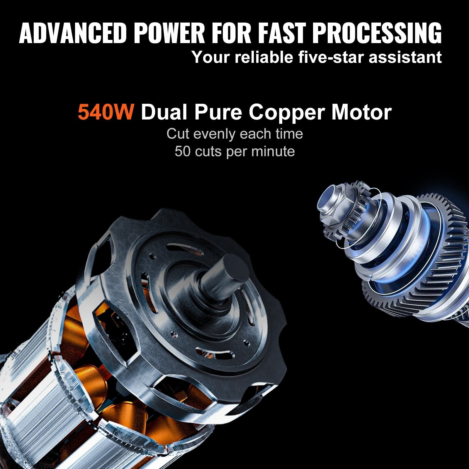 VEVOR Meat Slicer, 540W Electric Deli Slicer with Two 10" Stainless Steel Removable Blade, 0-15mm Adjustable Thickness for Home Use, Child Lock Protection, Food Slicer Machine for Meat Cheese Bread