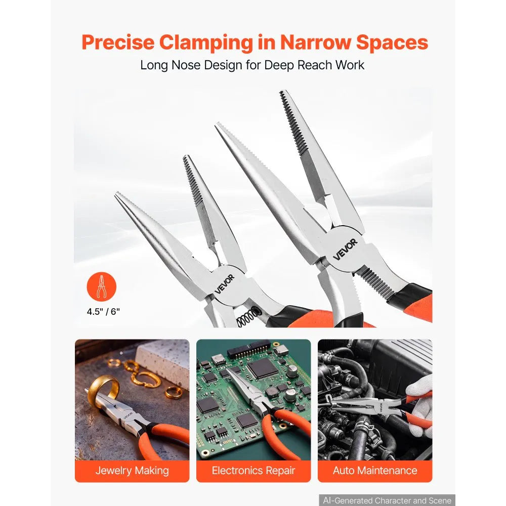 7-Piece Pliers Set, Utility Hand Tool Set with Groove Joint, Combination, Diagonal, Slip Joint & Long Nose Pliers