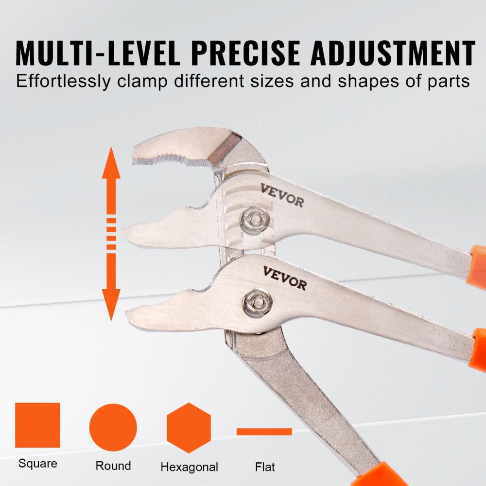 VEVOR Groove Joint Pliers Set, 3-Piece 12/10/8 inch, Heat-Treated High Carbon Steel Water Pump Pliers, Button Quick Adjustable Pliers for Home Repair, Gripping, Nuts, Bolts, Pipes, Fittings