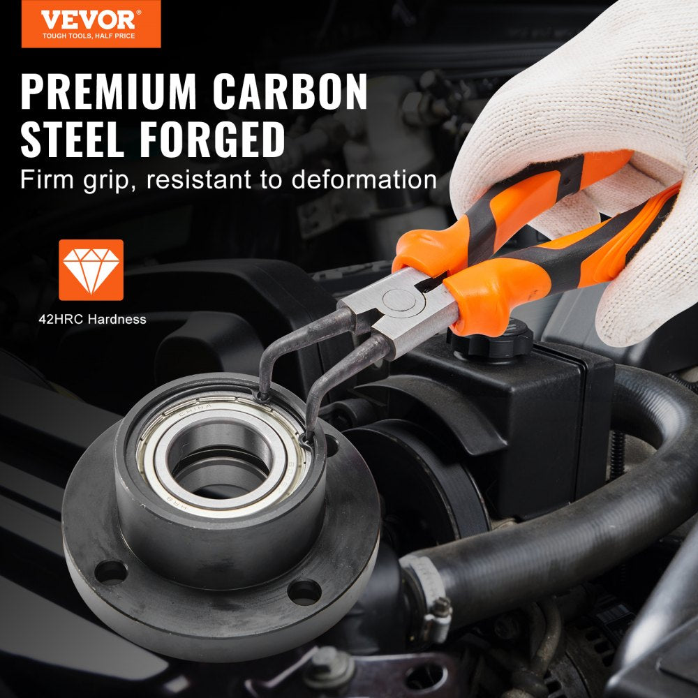 VEVOR Snap Ring Pliers Set, 4-Piece 0.07" Tip Diameter, High Carbon Steel Straight and Bent Jaw, Heavy Duty Internal and External Circlip Pliers Kit, with Portable Tool Bag, For Ring Remover Retaining