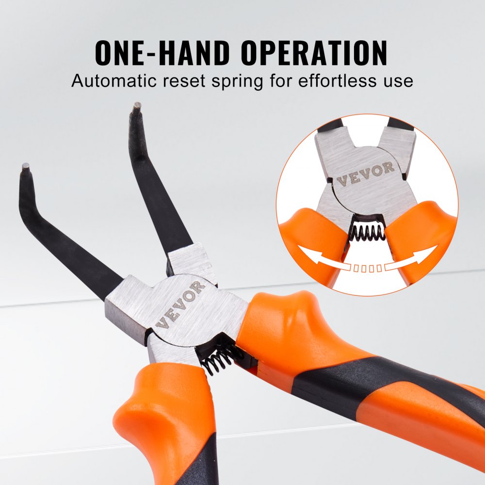 VEVOR Snap Ring Pliers Set, 4-Piece 0.07" Tip Diameter, High Carbon Steel Straight and Bent Jaw, Heavy Duty Internal and External Circlip Pliers Kit, with Portable Tool Bag, For Ring Remover Retaining